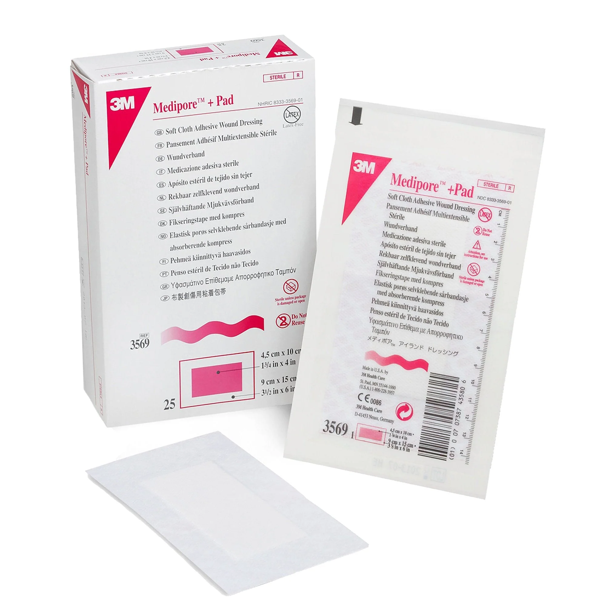 Solventum Corporation 3M Medipore Adhesive Dressing, Soft Cloth, Sterile, White (100/CS)