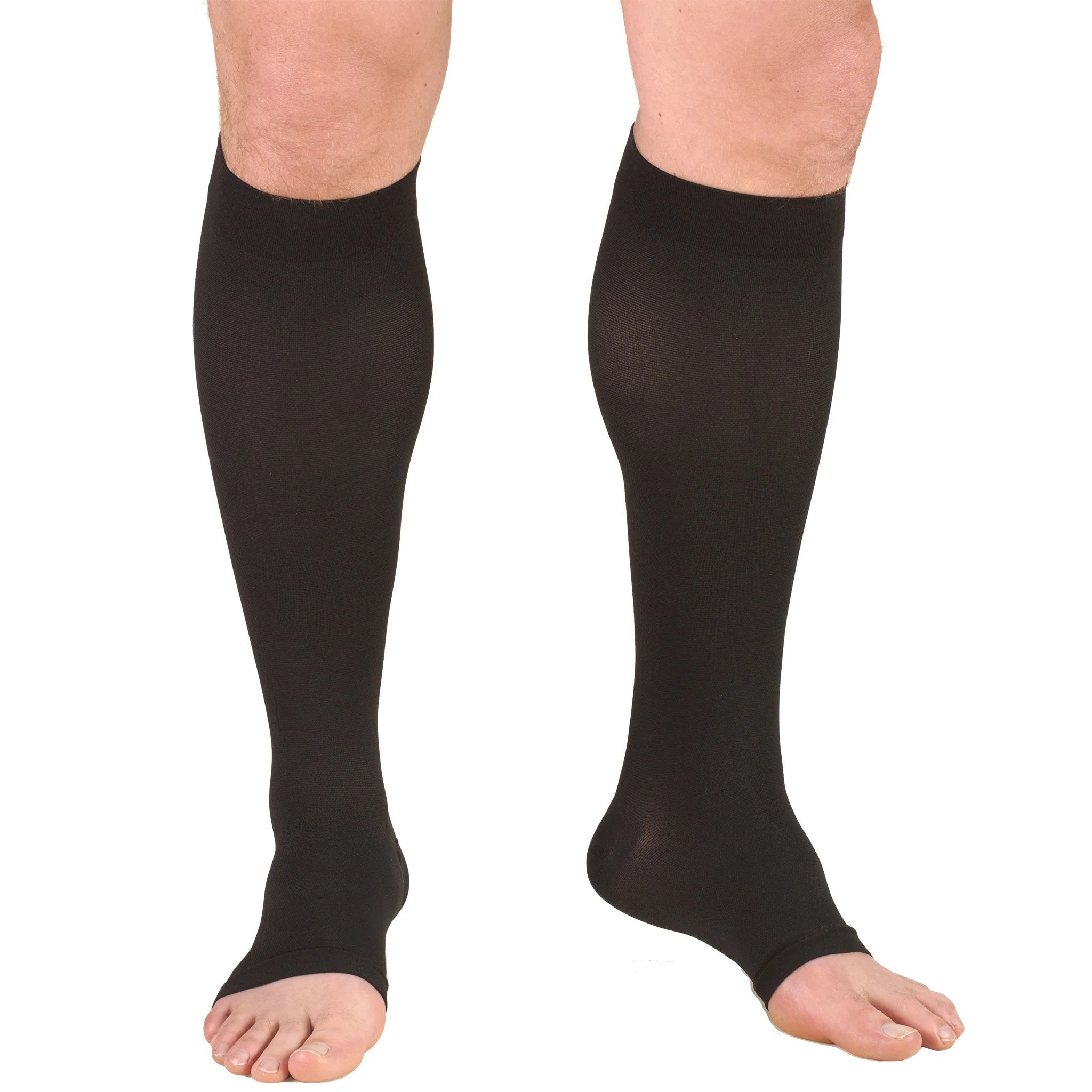 Compression Stocking Truform Knee High 3X-Large Black Open Toe