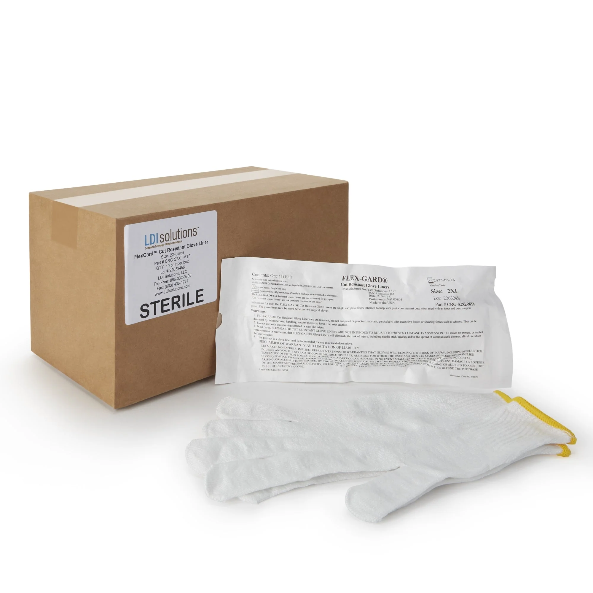 LDI Cut Resistant Glove Liner Flex-Gard Full-Finger HDPE Fiber / Spandex / Polyester White 2X-Large (10/BX)