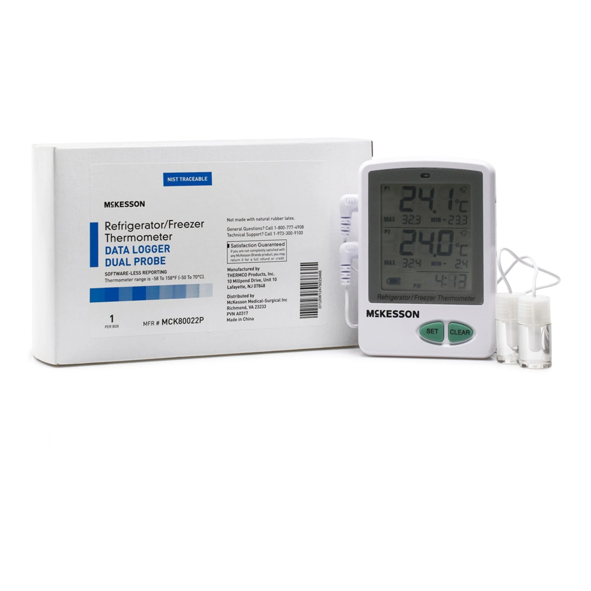 McKesson Brand McKesson Datalogging Refrigerator / Freezer Thermometer, Digital Display
