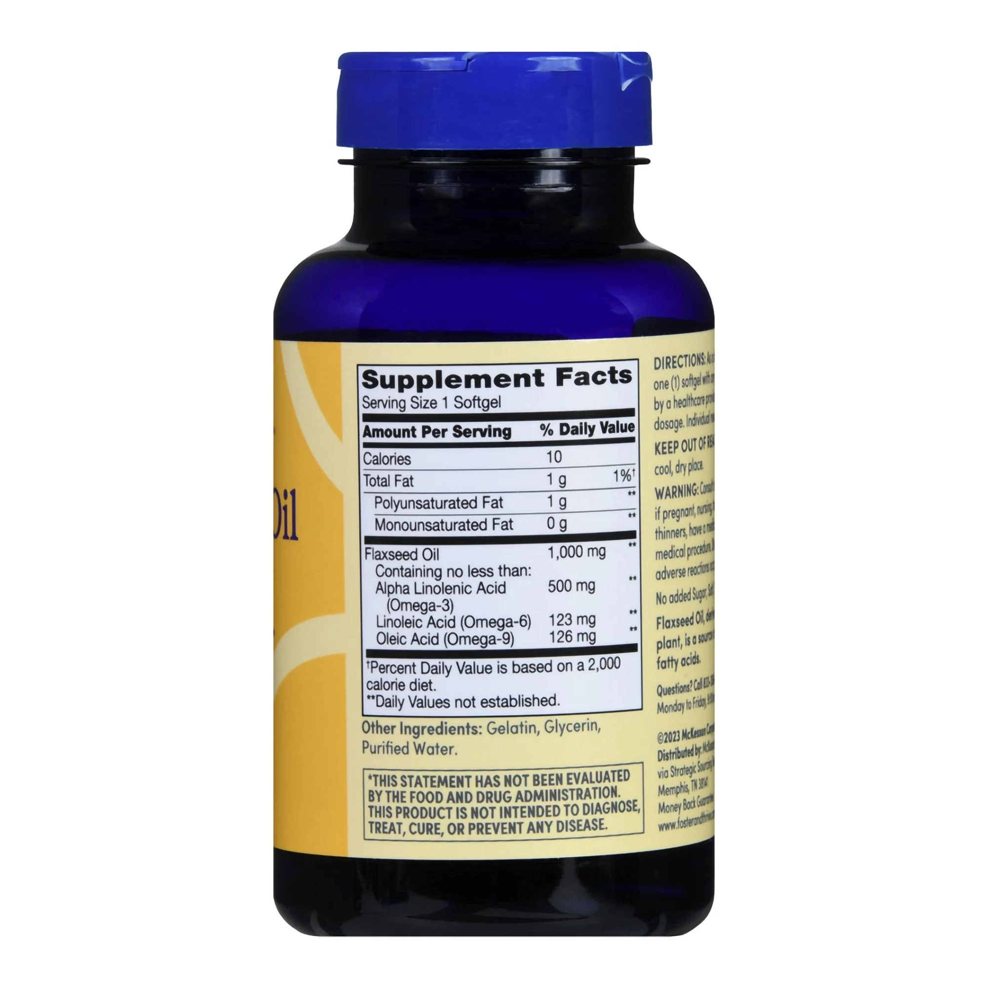 McKesson Brand Foster & Thrive Flaxseed Oil 1000 mg Softgels - Image 2