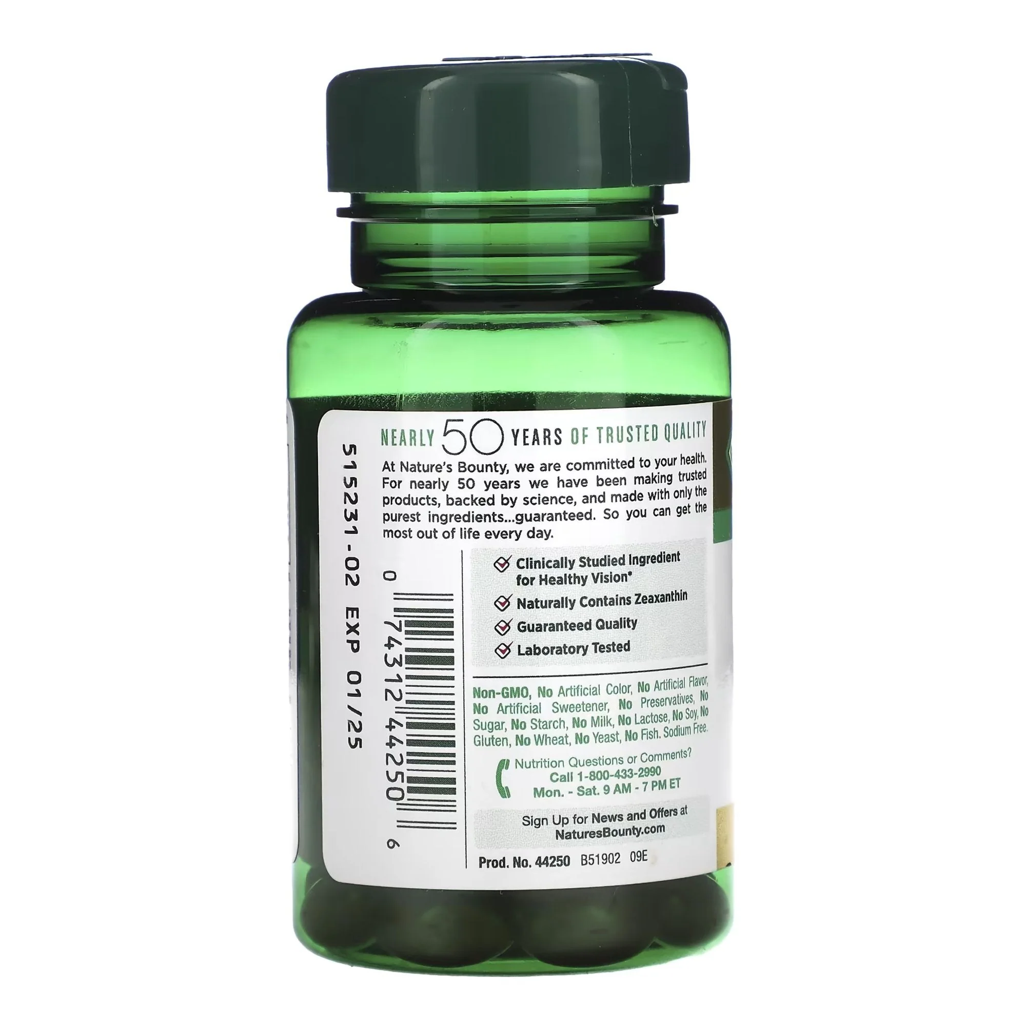 US Nutrition Nature's Bounty Lutein 40 mg Dietary Supplement Softgels - Image 2