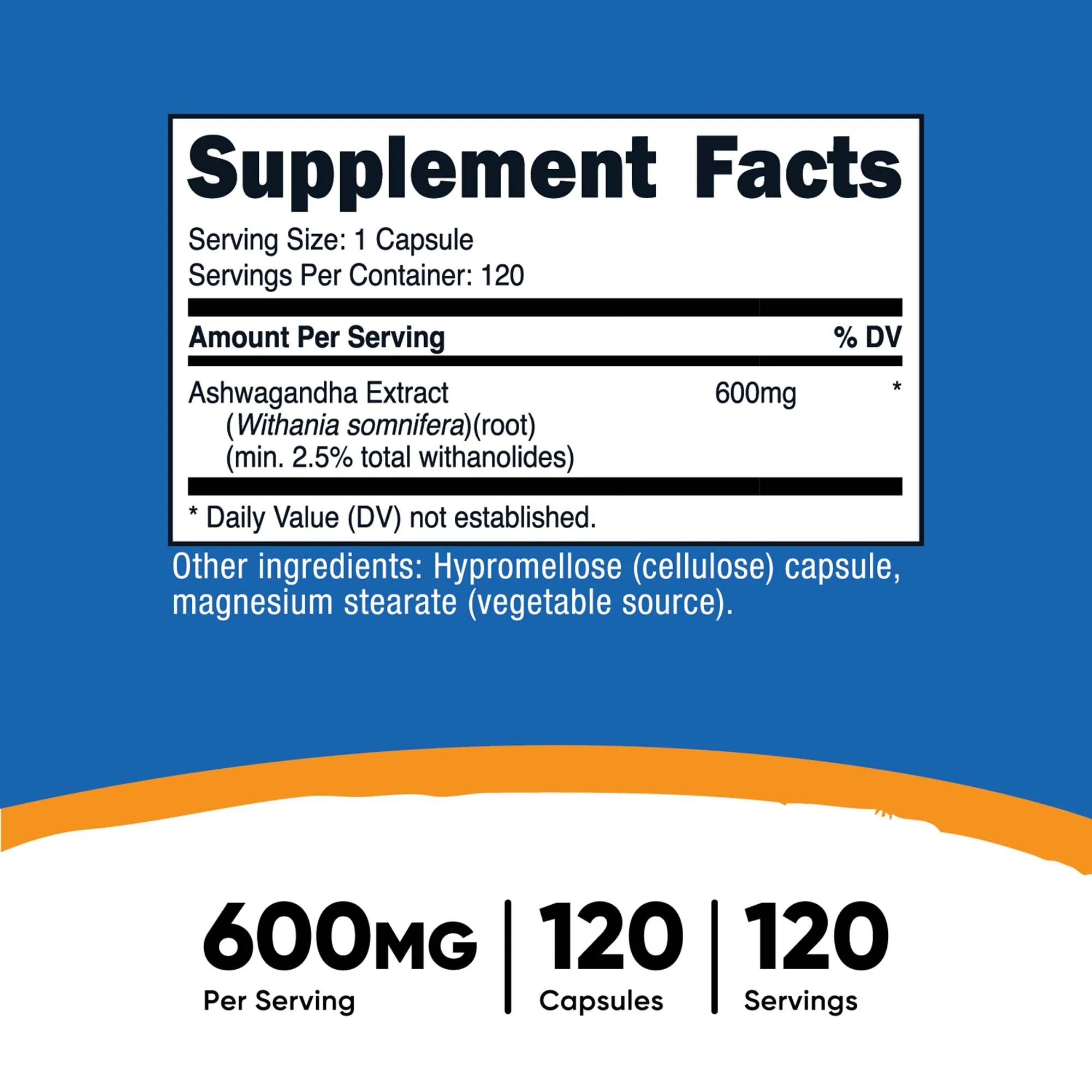 Nutricost Dietary Supplement nutricost Ashwagandha Root 600 mg Strength Capsule 120 Per Bottle (12/CS) - Image 4