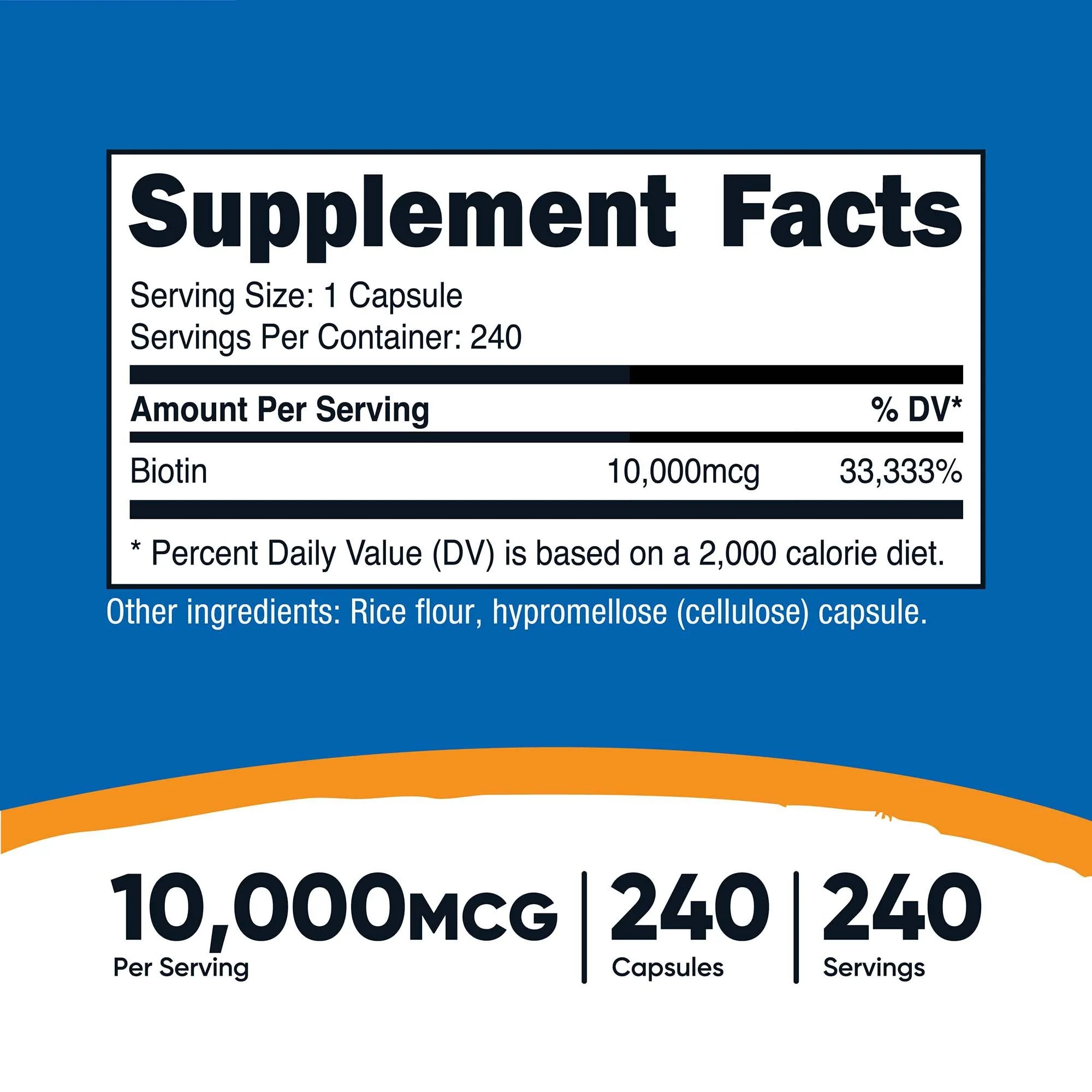 Nutricost Dietary Supplement nutricost Biotin 10 mg Strength Capsule 240 Per Bottle (12/CS) - Image 4