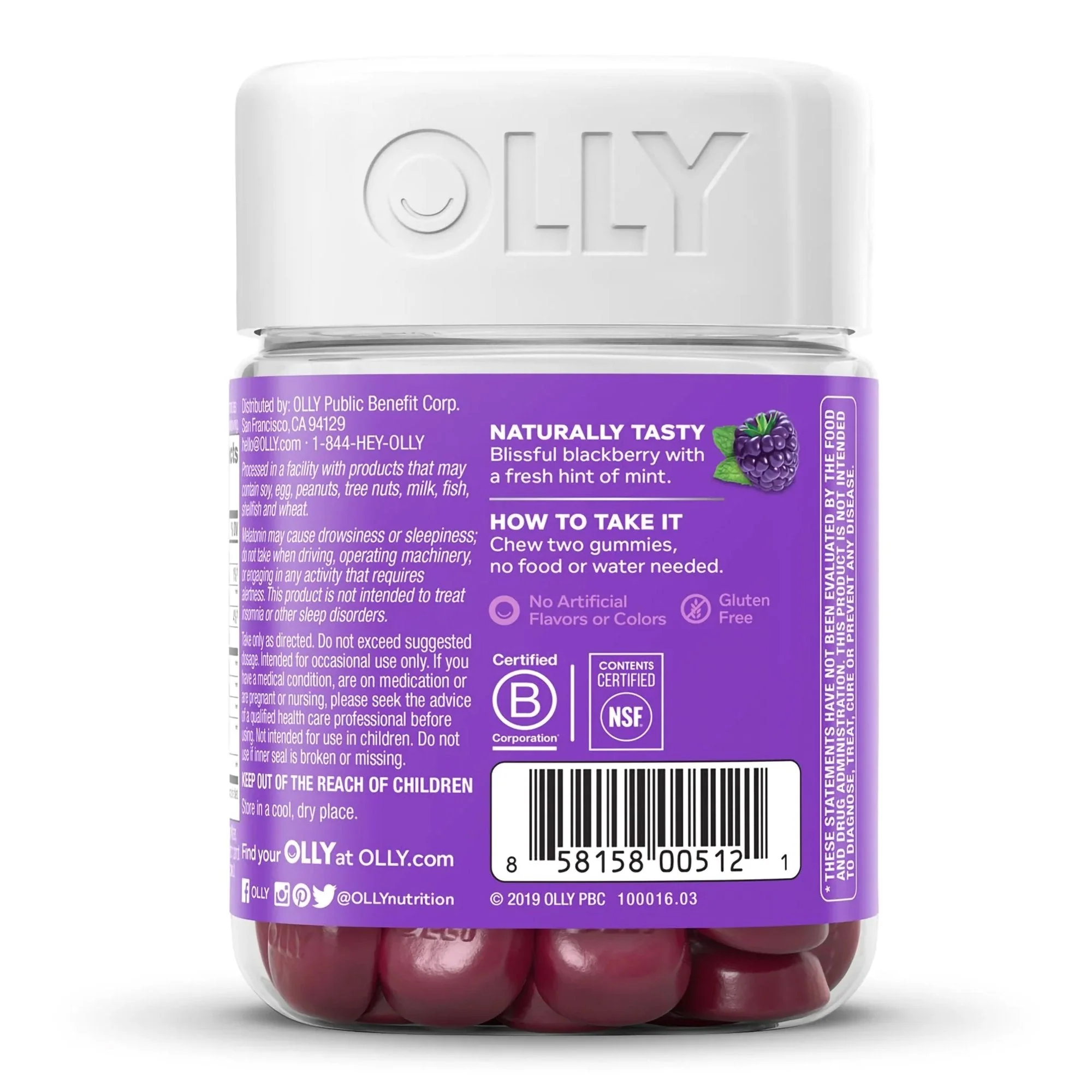 OLLY Public Benefit Corp Olly Sleep Gummies, Blackberry Zen - Image 3