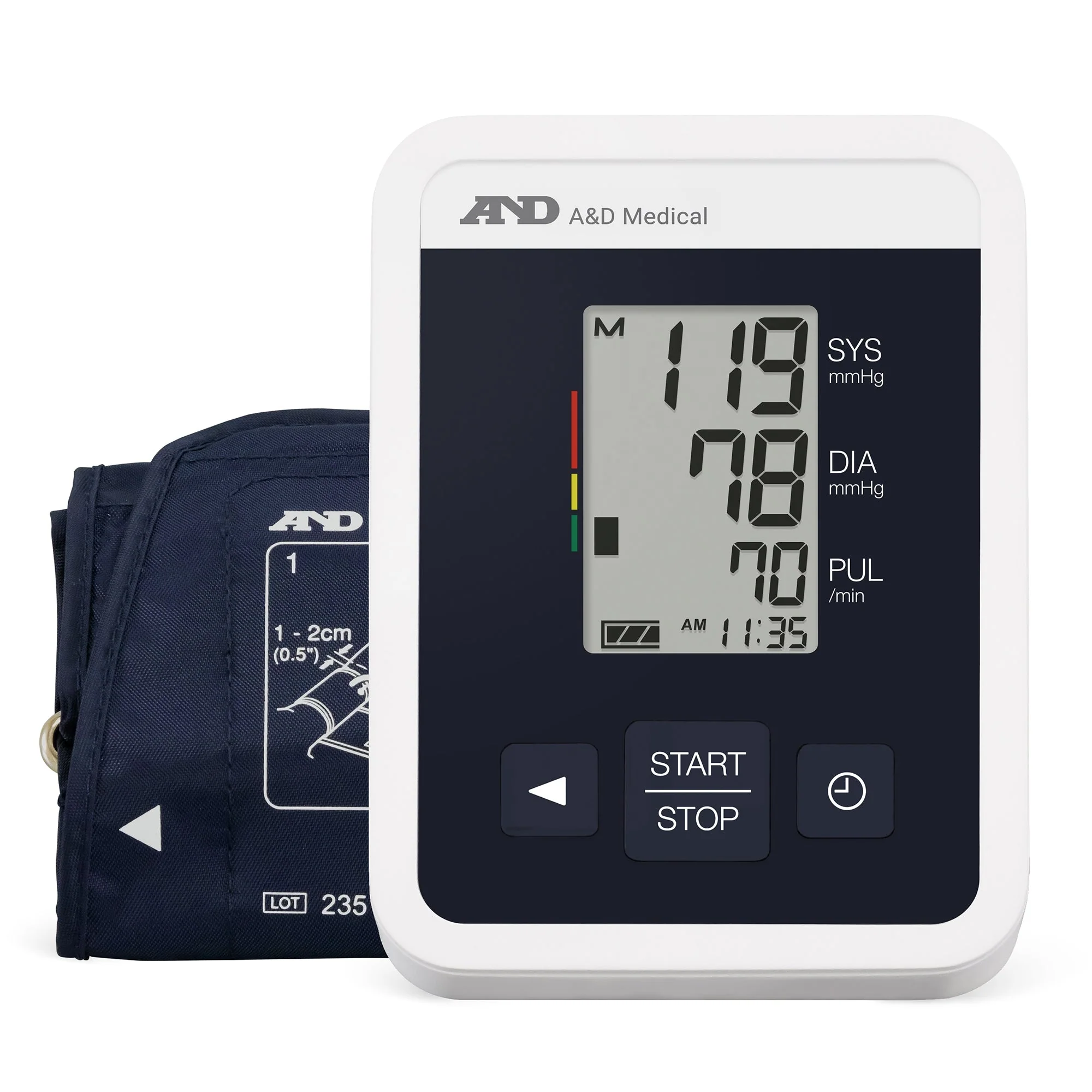 A&D Engineering Digital Blood Pressure Monitor AND Wide Cuff Arm Nylon Cuff 8.6 tp 16.5 Inch Circumference Desk Model