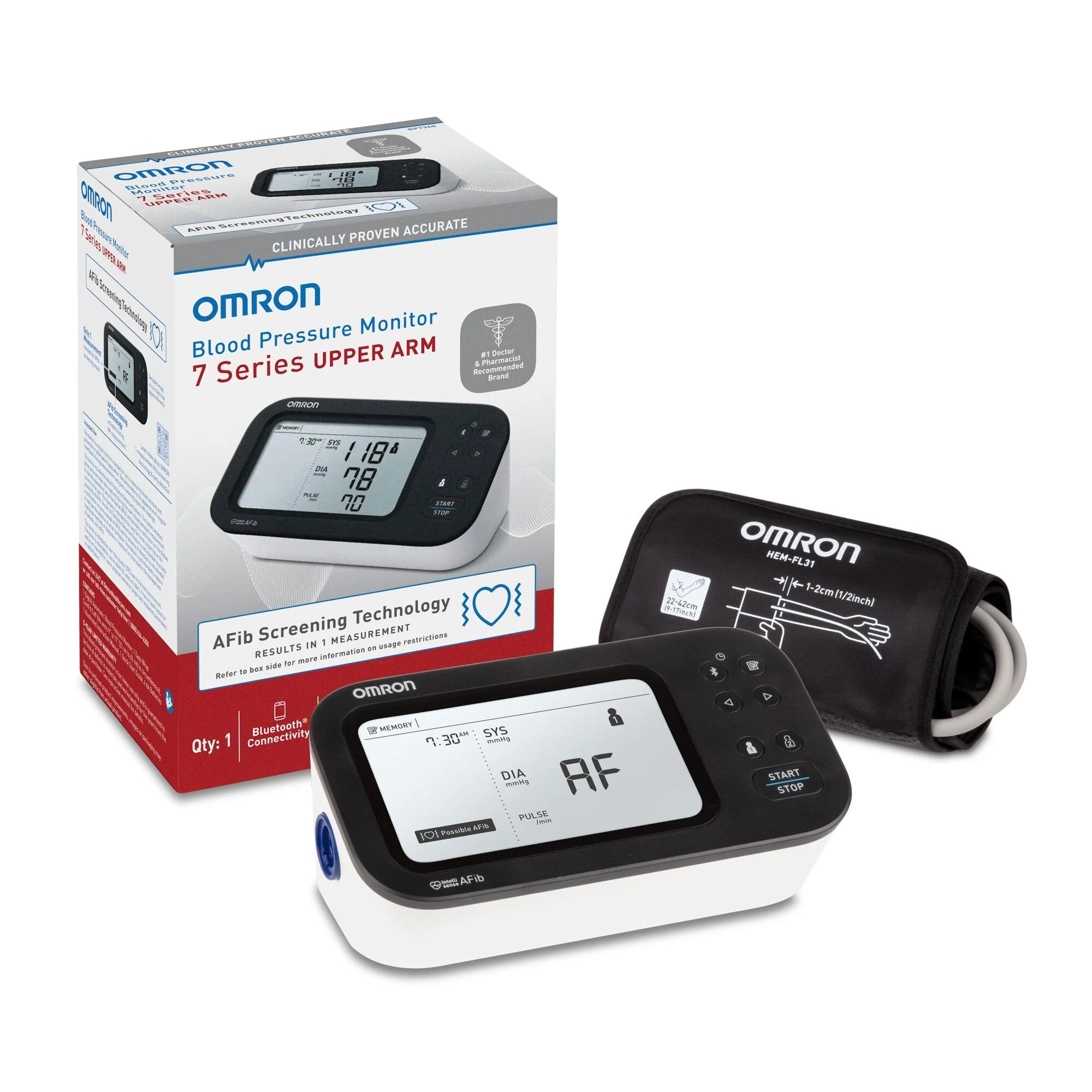 Emerson Healthcare Omron 7 Series Digital Blood Pressure Monitor with Bluetooth Connectivity (10/CS)