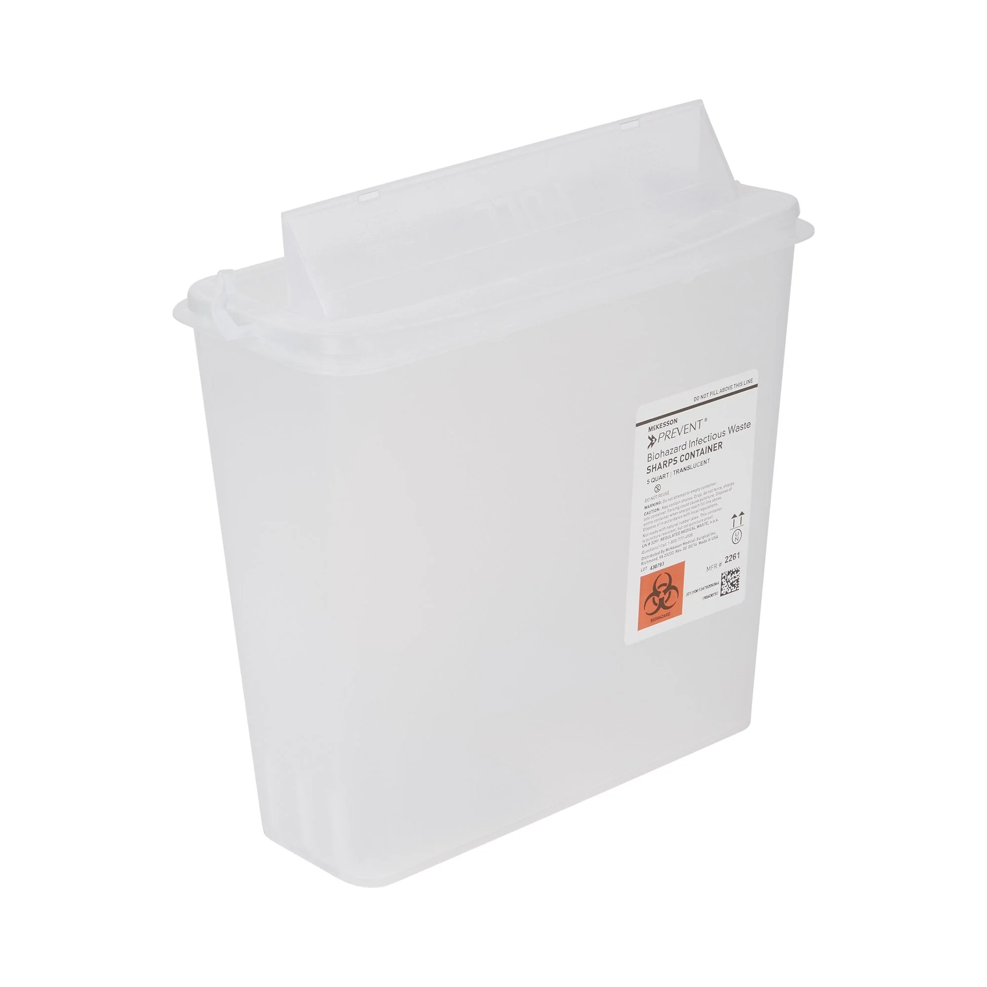 McKesson Brand McKesson Prevent Sharps Container, 1-1/4 Gallon, 10-3/4 x 10-1/2 x 4-3/4 Inch (20/CS) - Image 4