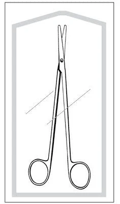 Dissecting Scissors Econo Sterile Metzenbaum-Lahey 5-1/2 Inch Length Floor / Office Grade Pakistani Stainless Steel Sterile Finger Ring Handle Curved on Flat Blunt Tip / Blunt Tip