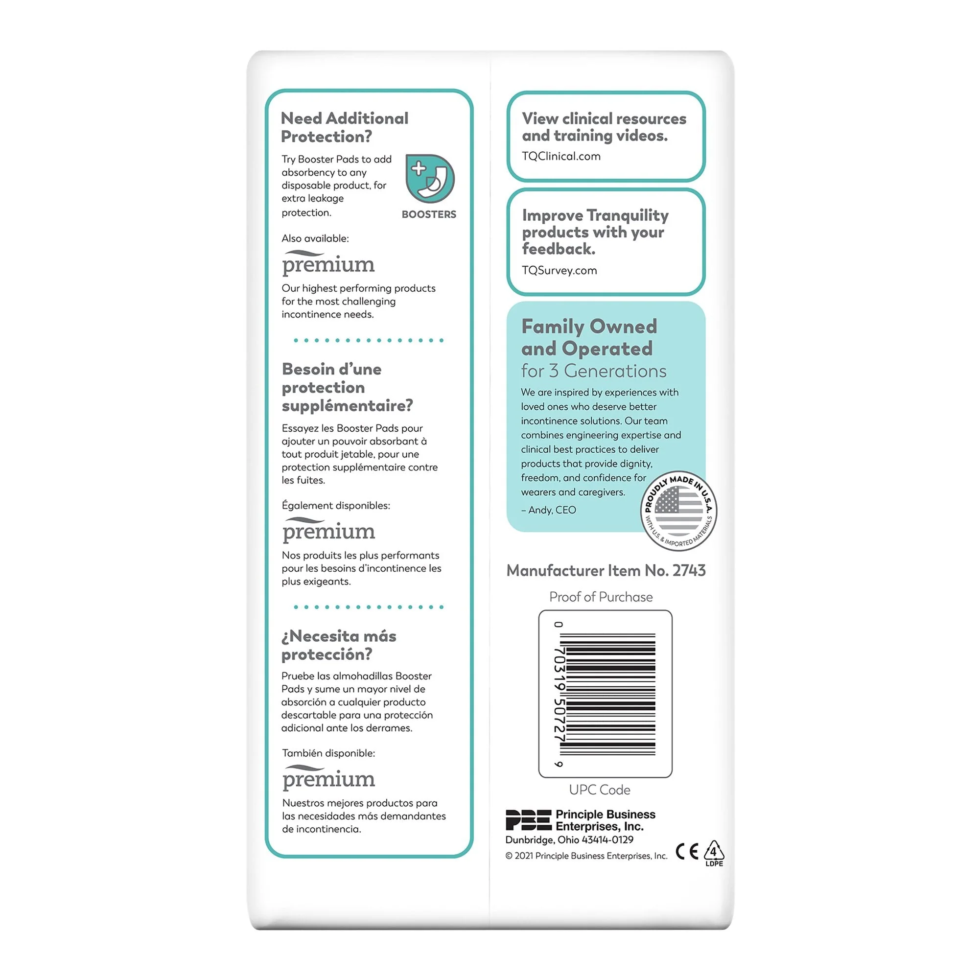 Principle Business Enterprises Tranquility Essential Heavy Incontinence Brief, Extra Small (100/CS) - Image 3