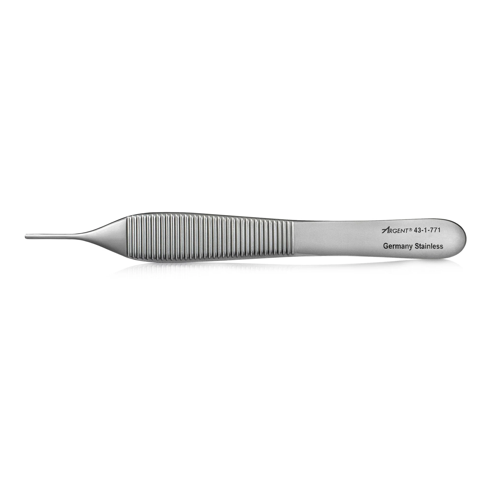Dressing Forceps McKesson Argent Adson 4-3/4 Inch Length OR / Surgical Grade German Stainless Steel NonSterile NonLocking Thumb Handle Straight Serrated Tips