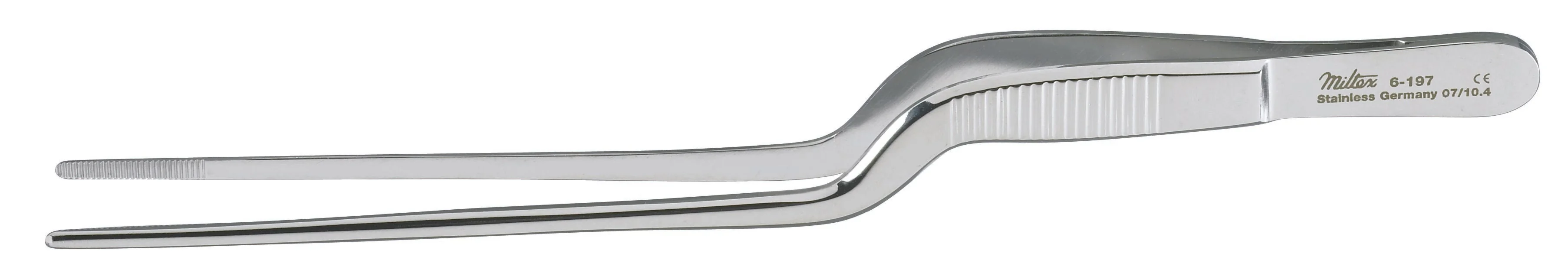 Dressing Forceps Miltex Jansen-Gruenwald 6-1/2 Inch Length OR / Surgical Grade German Stainless Steel NonSterile NonLocking Thumb Handle Straight Serrated Tips
