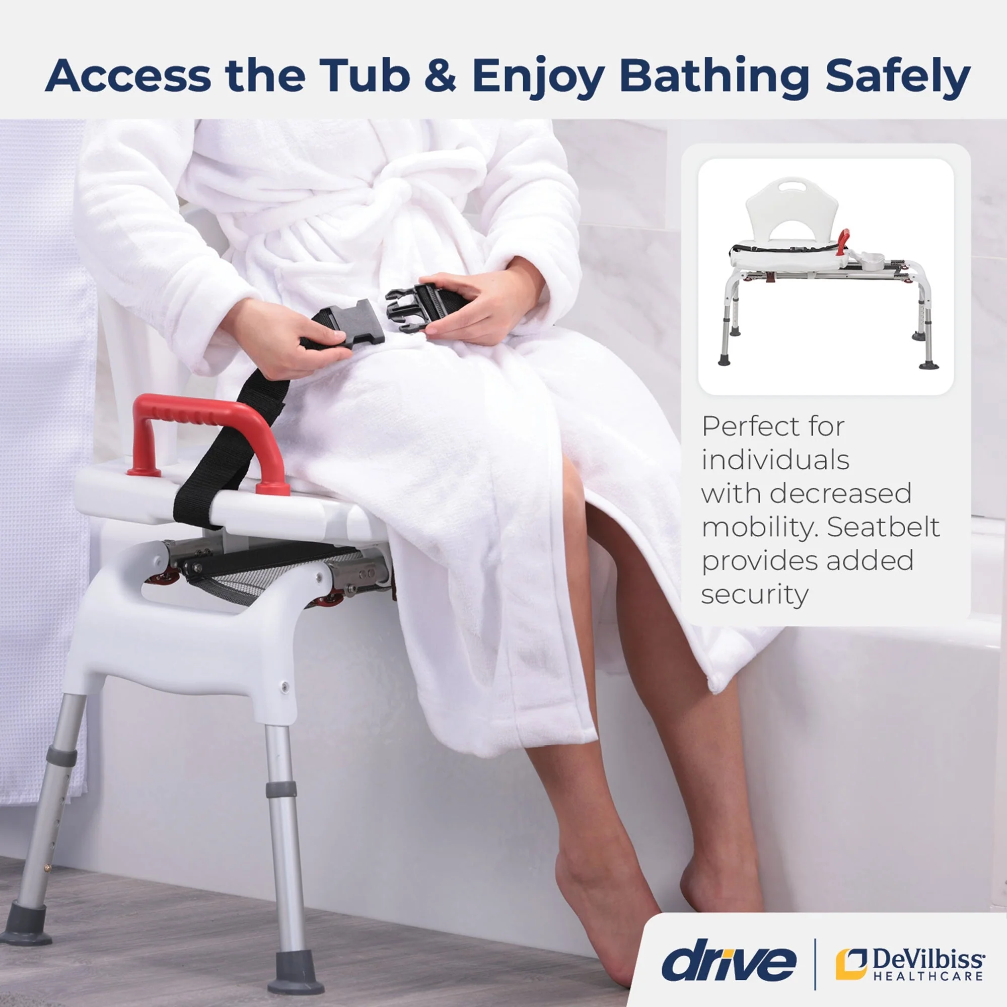 Drive DeVilbiss Healthcare drive Aluminum Bath Transfer Bench, 21 – 25 Inch Seat Height - Image 5