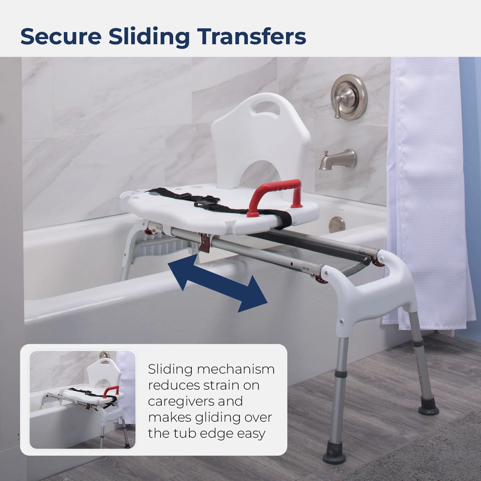 Drive DeVilbiss Healthcare drive Aluminum Bath Transfer Bench, 21 – 25 Inch Seat Height - Image 6