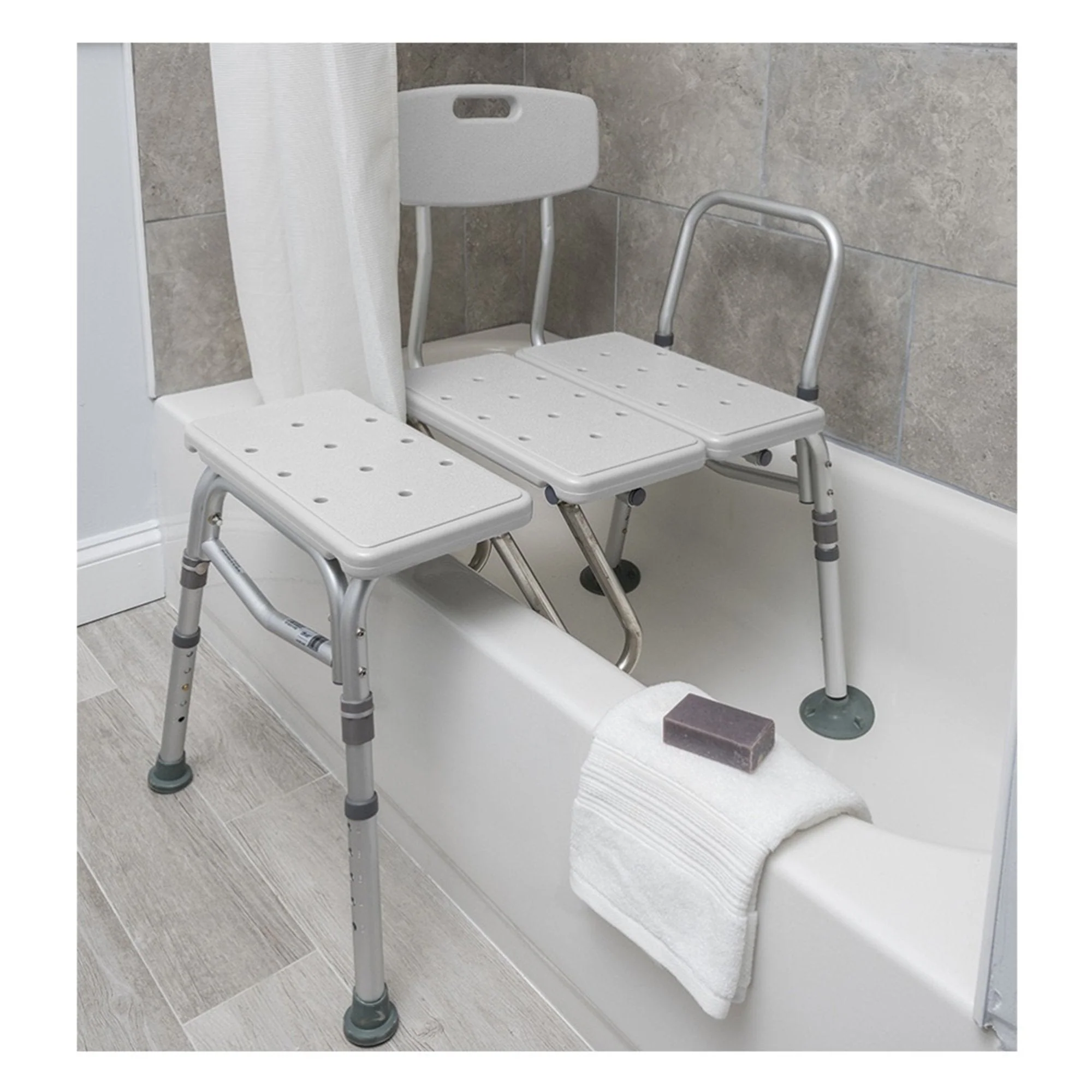 Drive DeVilbiss Healthcare Splash Defense Knocked Down Bath Transfer Bench, 17½ – 22½ Seat Height - Image 5