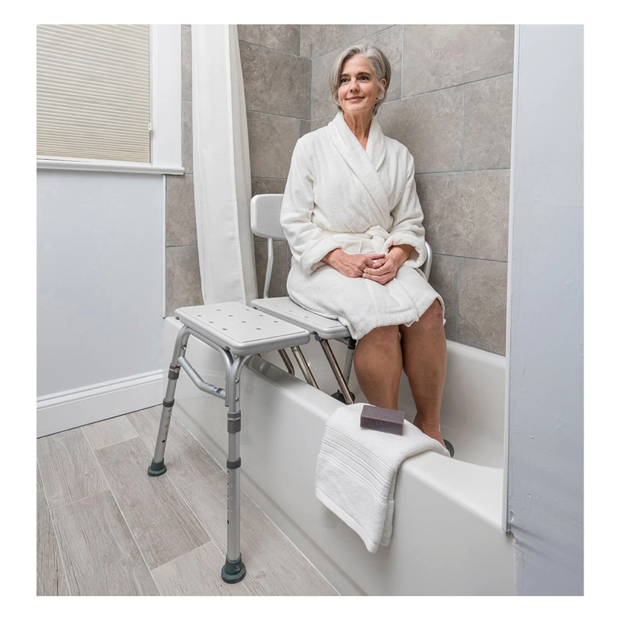 Drive DeVilbiss Healthcare Splash Defense Knocked Down Bath Transfer Bench, 17½ – 22½ Seat Height - Image 6
