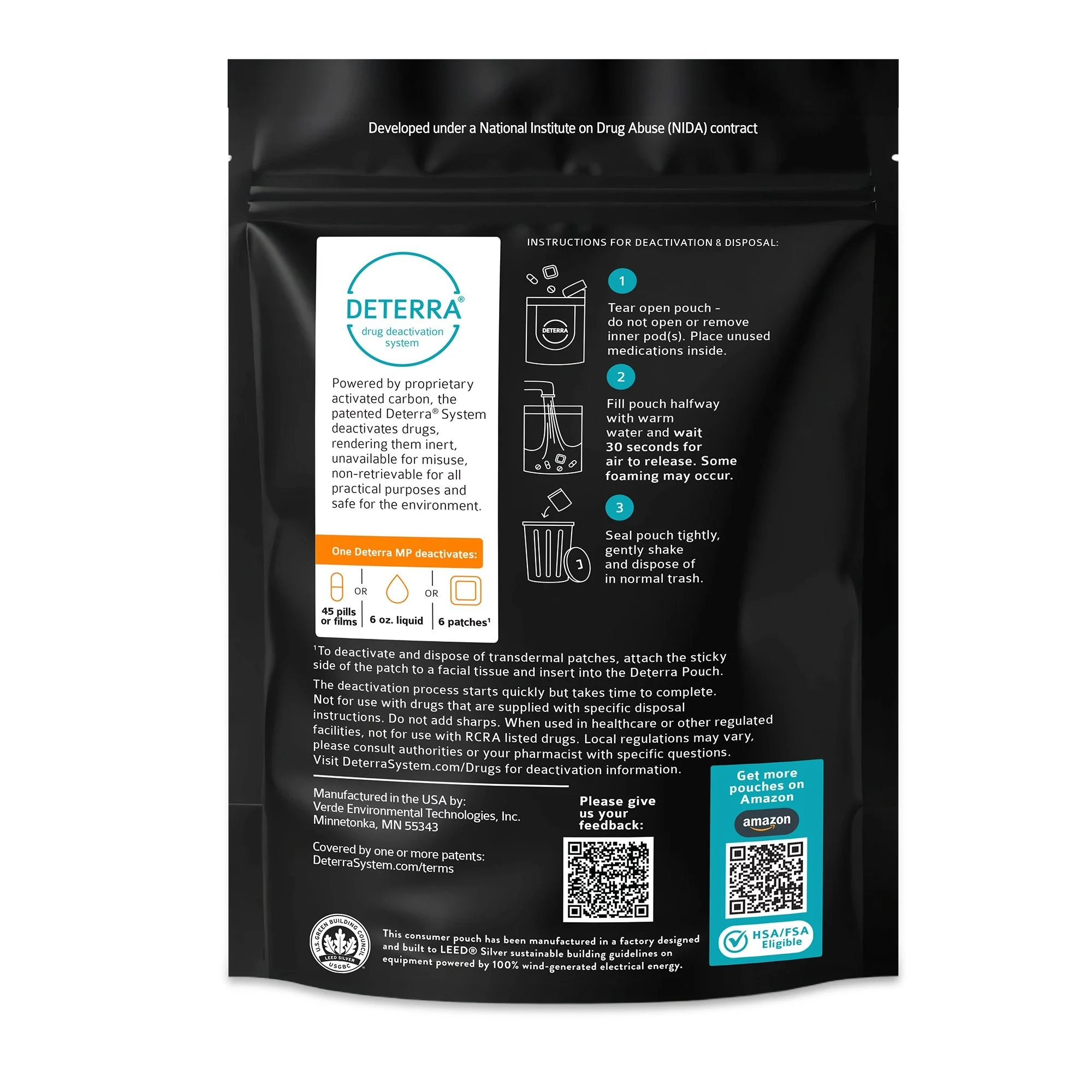 Verde Environmental Technologies Inc Deterra Drug Disposal Pouch for Disposal of Pharmaceuticals, Medium (200/CS) - Image 2