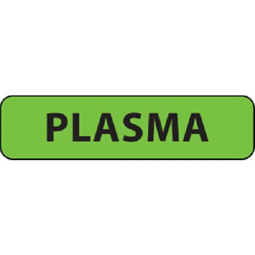PDC Healthcare Drug Label MedVision Anesthesia Label Plasma Fluorescent Green 5/16 X 1-1/4 Inch