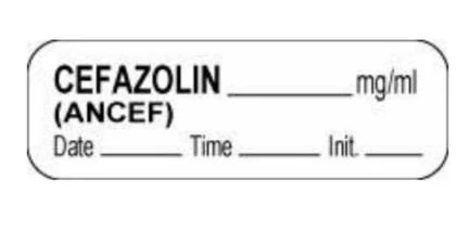 PDC Healthcare Drug Label pdc Anesthesia Label Cefazolin_mg/ml Date_time_Int_ White 1/2 X 1-1/2 Inch (1000/RL)