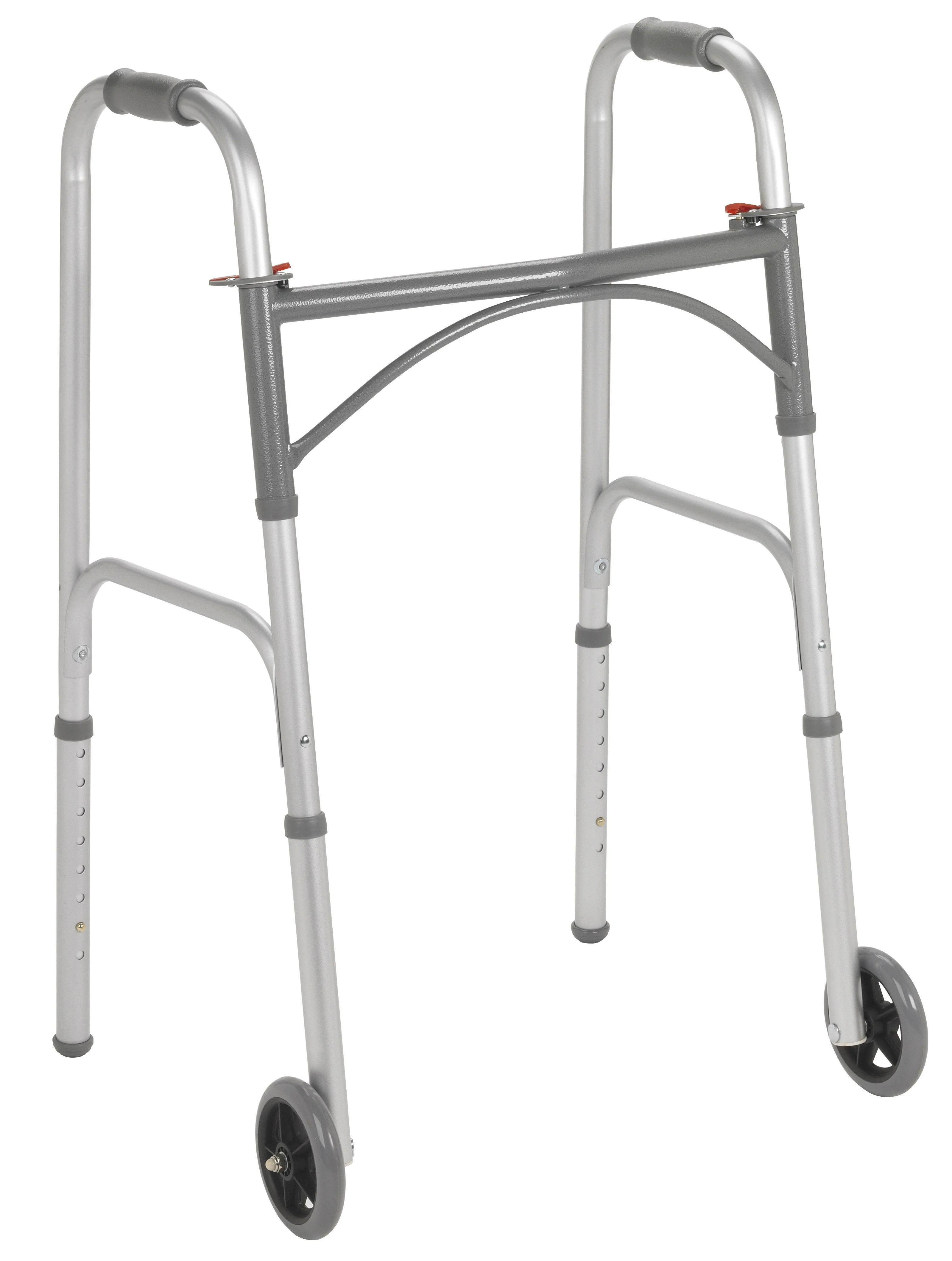 Drive DeVilbiss Healthcare drive Dual Release Folding Walker with Wheels (4/CS)
