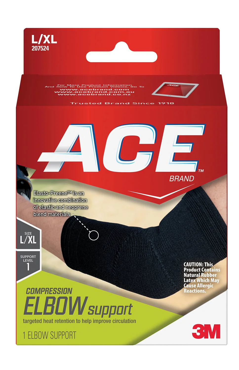 3M Company 3M Ace Elbow Support, Left or Right Elbow, Large/X-Large, Black (12/BX)