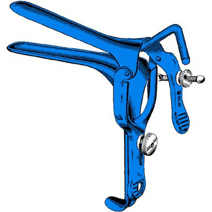 Electrosurgical Vaginal Speculum Sklar Blue Pederson NonSterile OR Grade Coated Stainless Steel Small Double Blade Duckbill with PSE Tube Reusable Without Light Source Capability