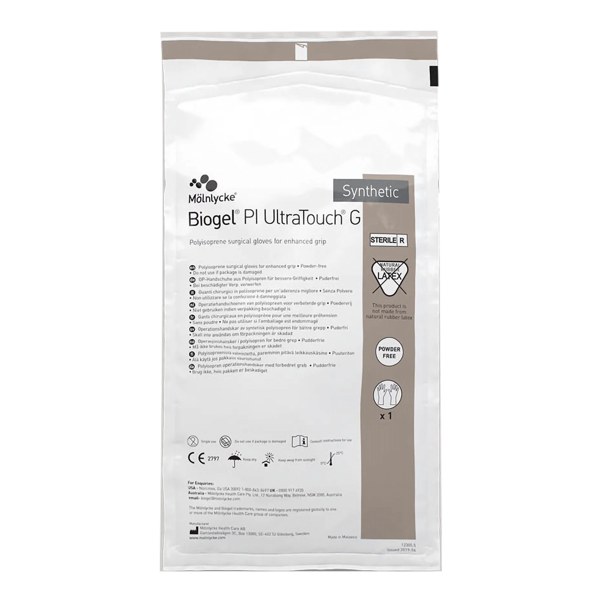 Molnlycke Biogel PI UltraTouch G Polyisoprene Surgical Glove, Size 8, Straw (200/CS)