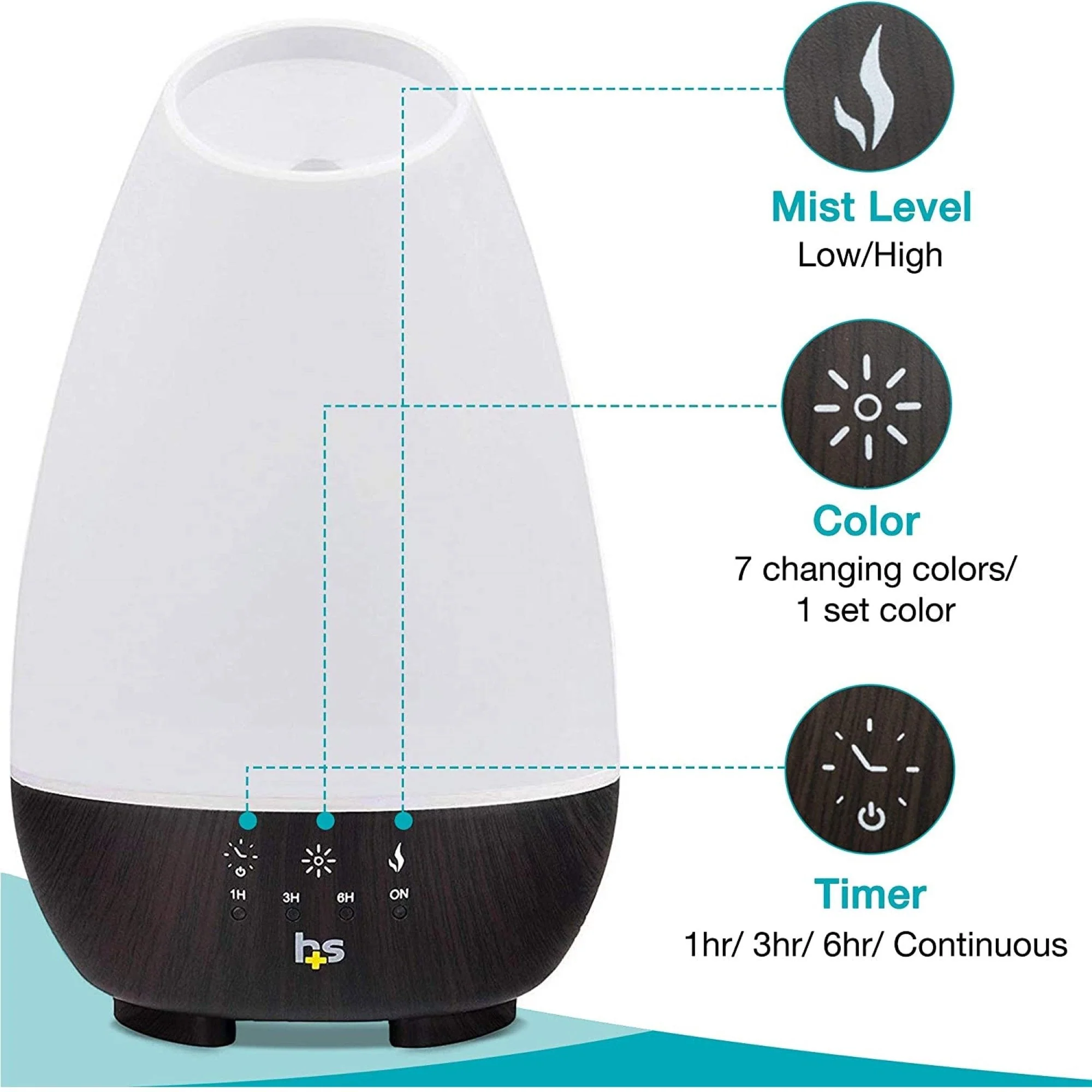 Mabis Healthcare HealthSmart Ultrasonic Essential Oil Humidifier Diffuser - Image 6