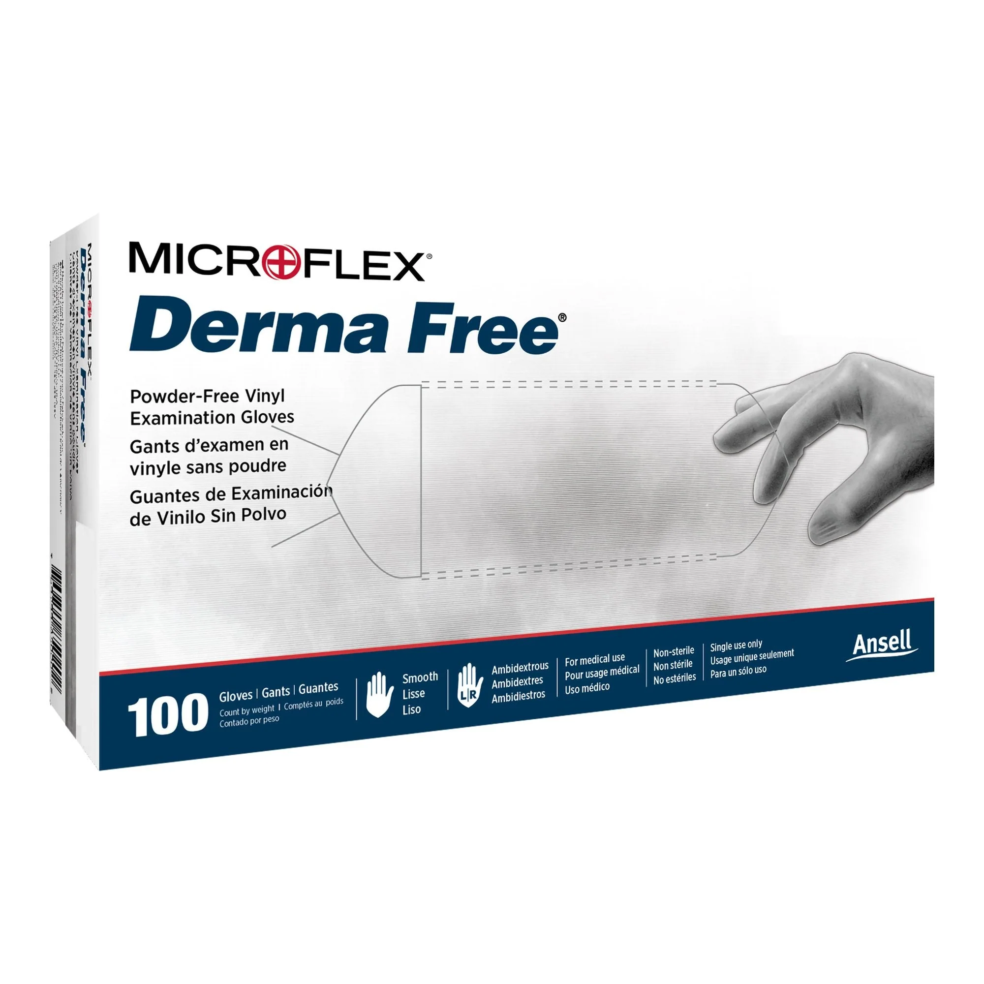 Microflex Medical Derma Free Vinyl Exam Glove, Extra Large, Clear (1000/CS)
