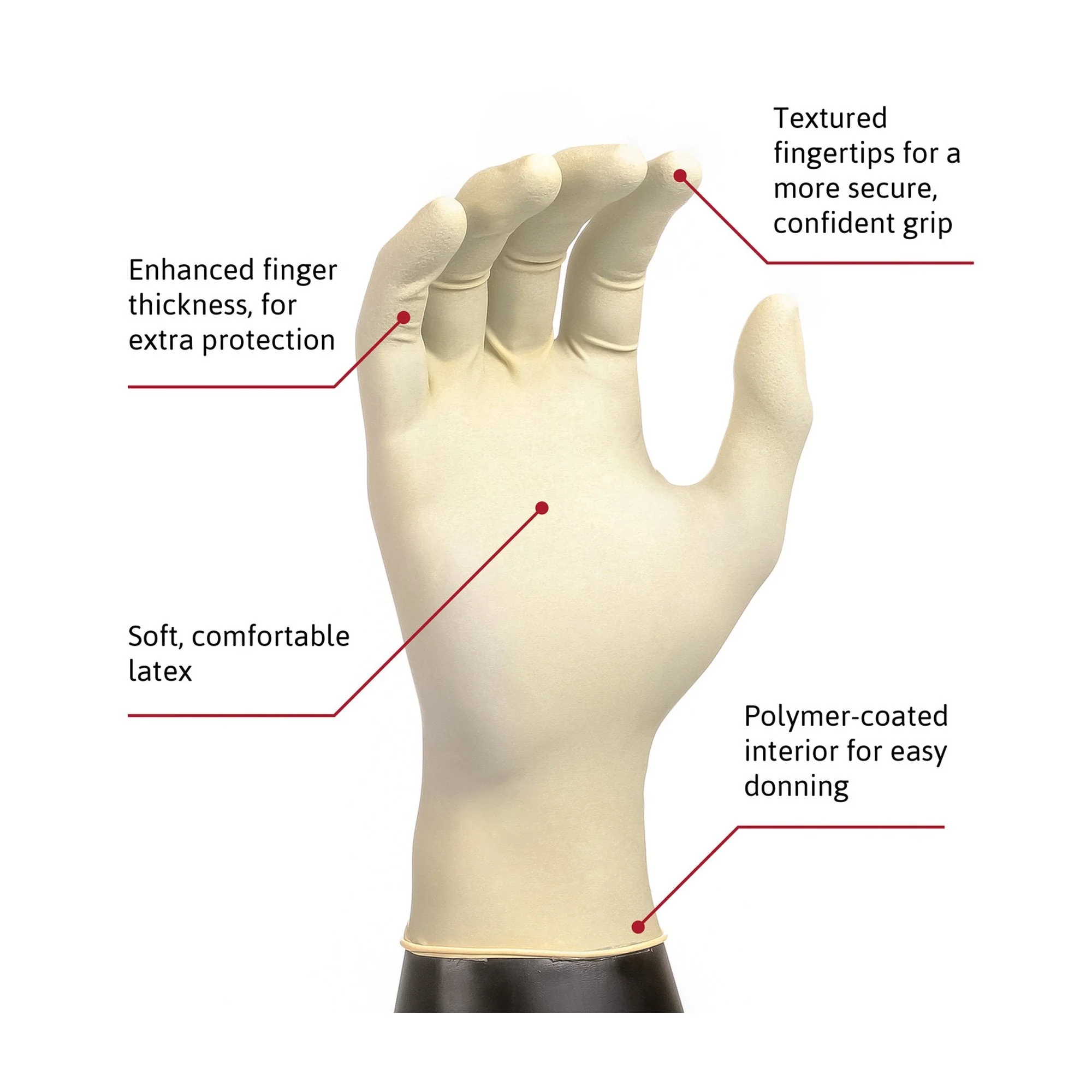 Microflex Medical Diamond Grip Latex Exam Glove, Large, White (1000/CS) - Image 3