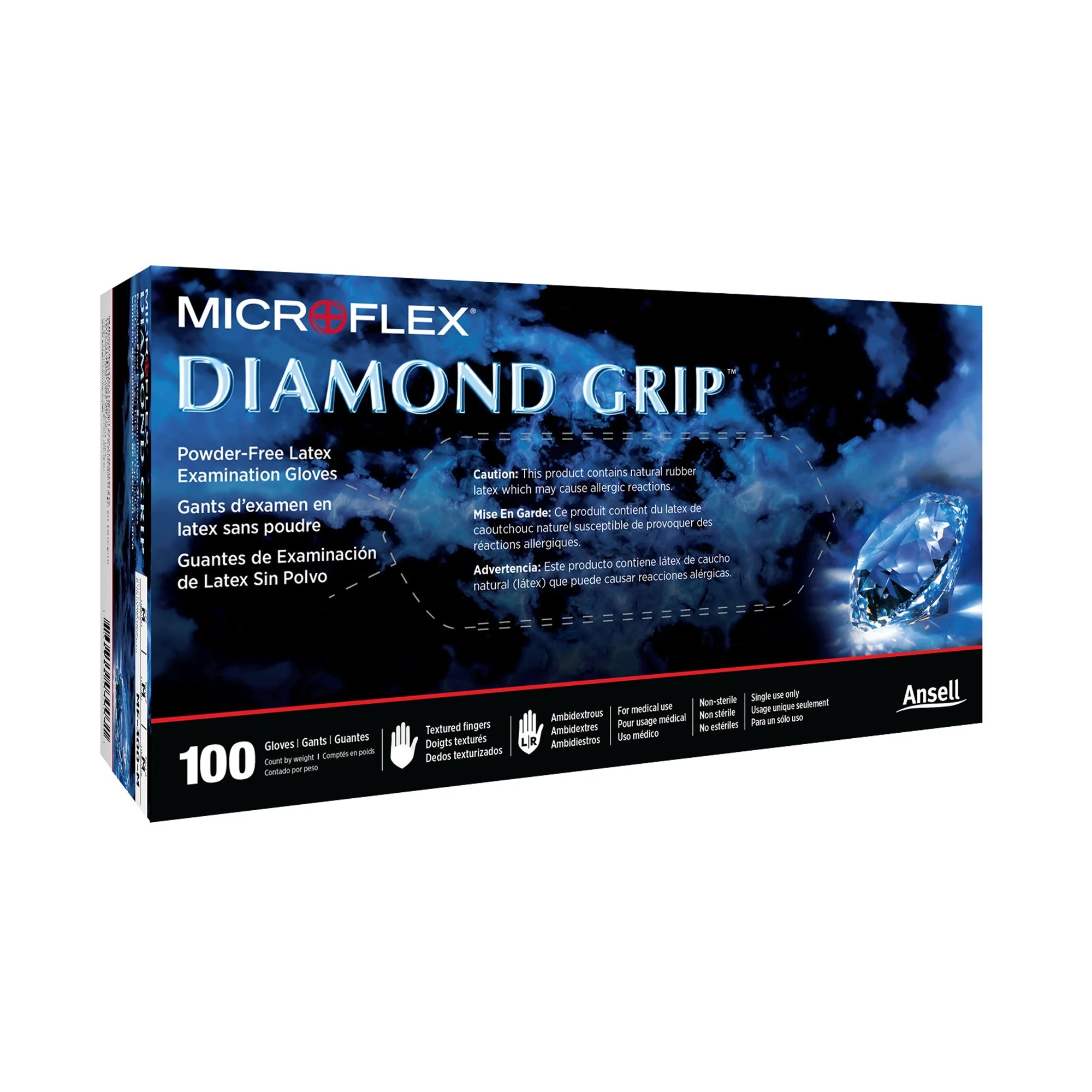Microflex Medical Diamond Grip Latex Exam Glove, Medium, White (1000/CS)