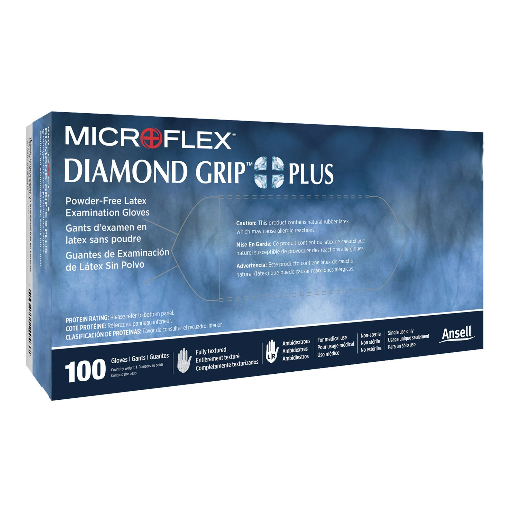 Microflex Medical Microflex Diamond Grip Plus Latex Gloves, Small, White (1000/CS)