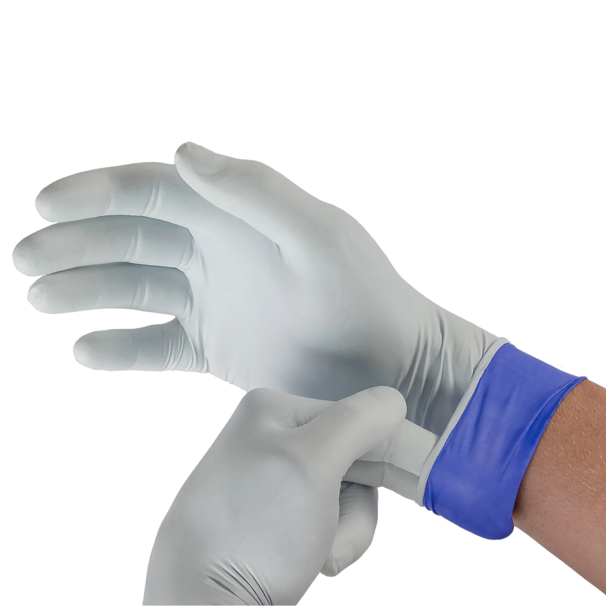 Microflex Medical LifeStar EC Extended Cuff Length Exam Glove, 2X-Large, White / Blue (1000/CS) - Image 2