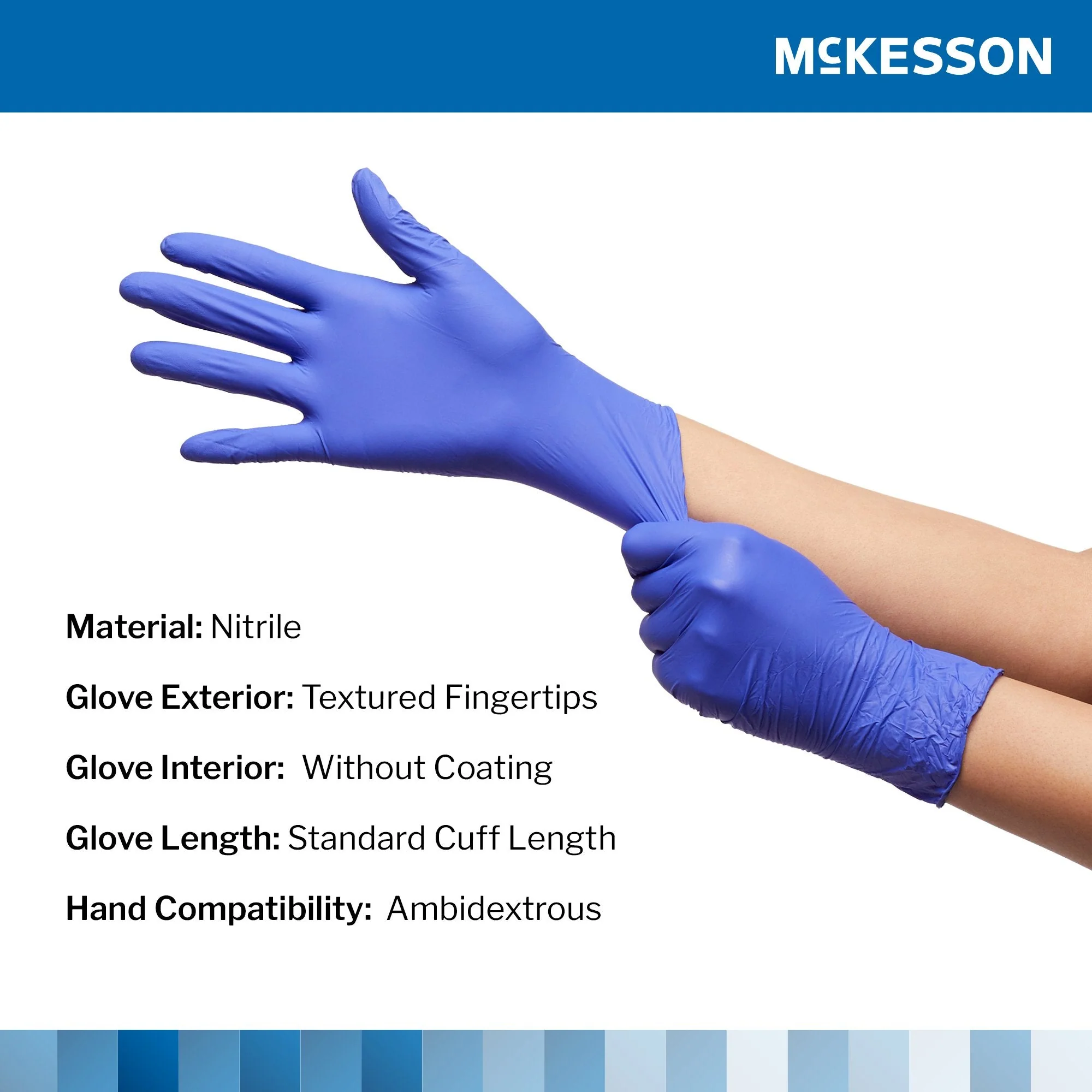McKesson Brand McKesson Confiderm 3.0 Nitrile Exam Glove, Medium, Blue (1000/CS) - Image 3
