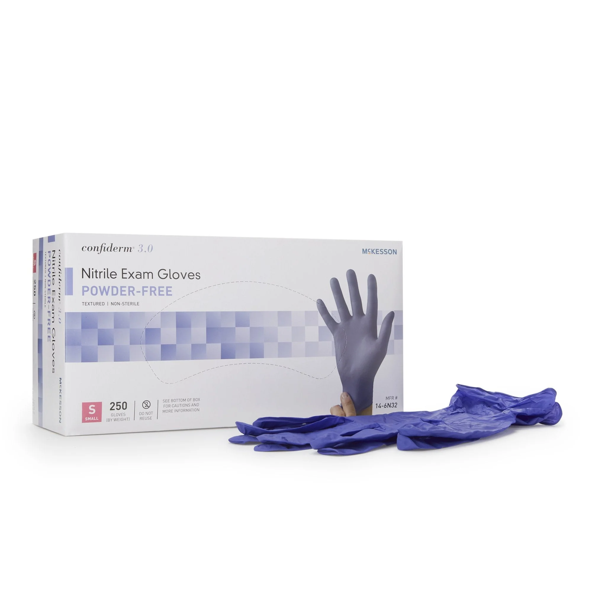 McKesson Brand McKesson Confiderm 3.0 Nitrile Exam Glove, Small, Blue (10/CS)