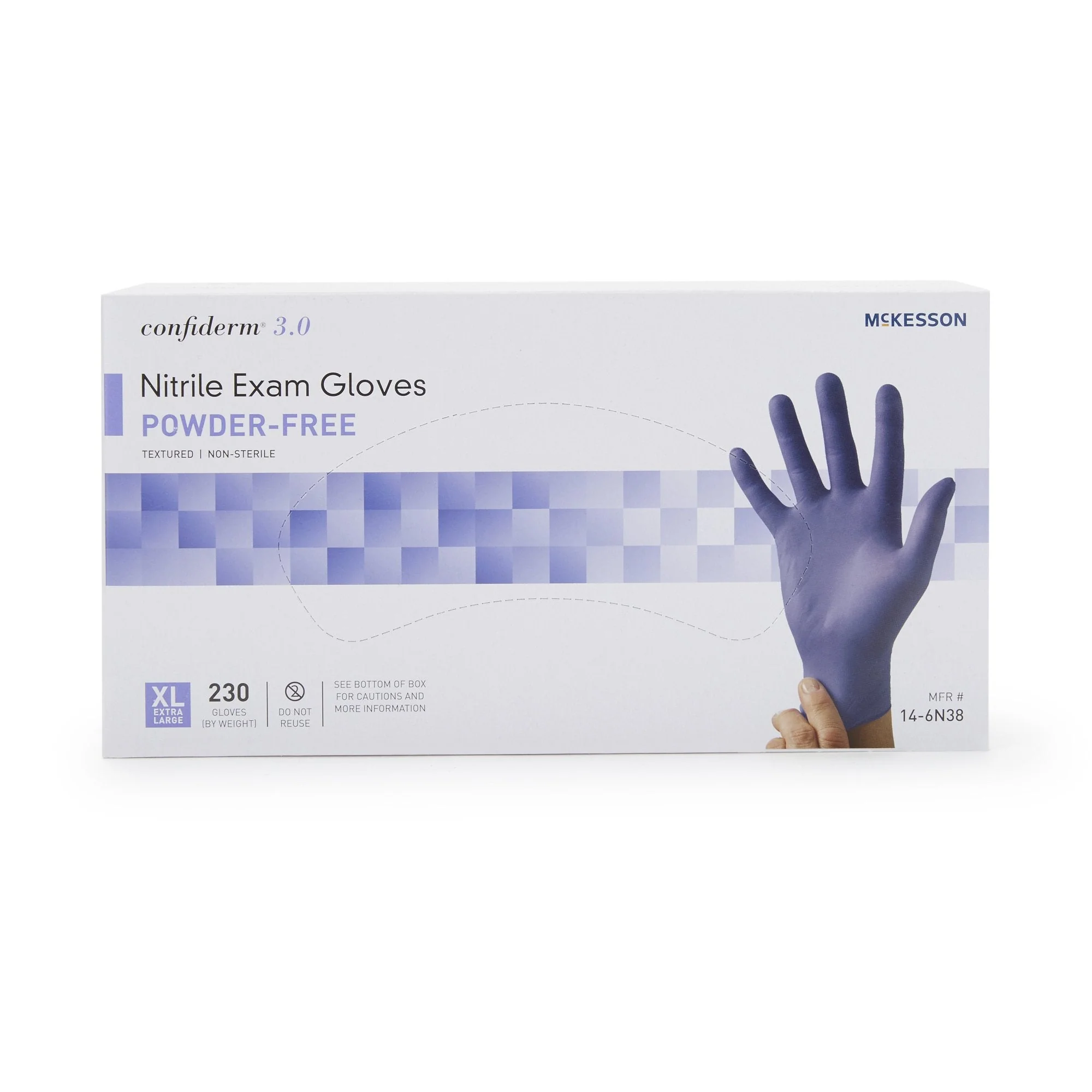 McKesson Brand McKesson Confiderm 3.0 Nitrile Exam Glove, Extra Large, Blue (10/CS) - Image 5
