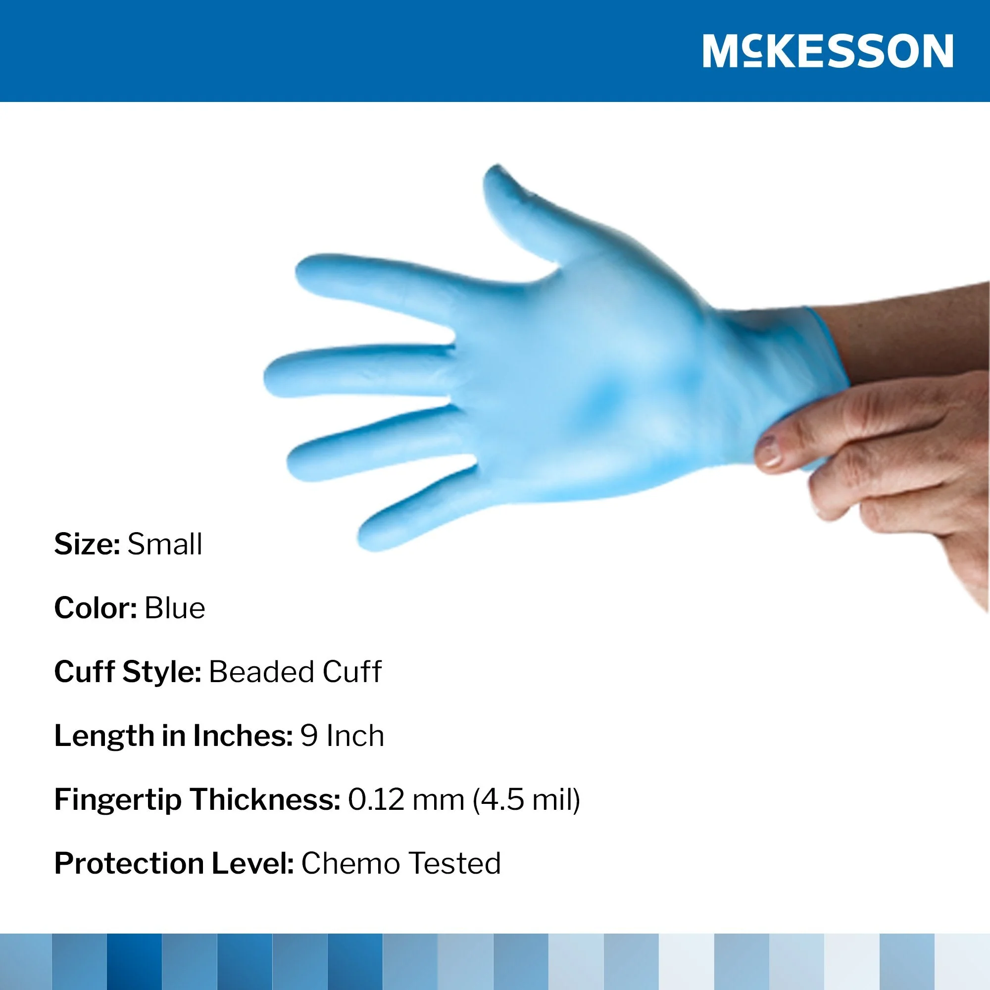 McKesson Brand McKesson Confiderm 4.5C Nitrile Exam Glove, Small, Blue (1000/CS) - Image 2