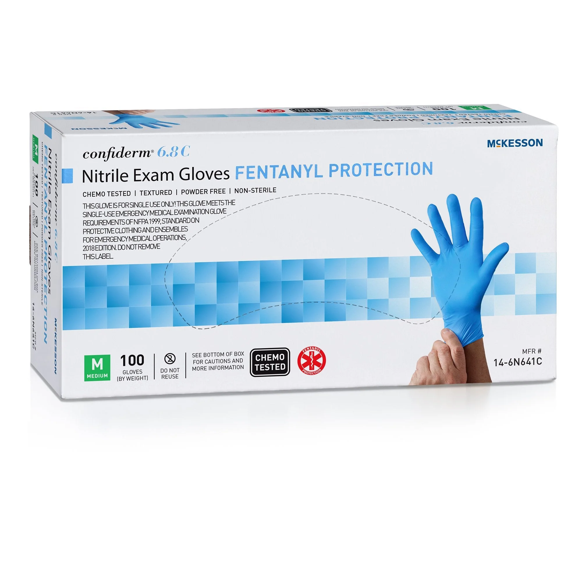 McKesson Brand McKesson Confiderm 6.8C Nitrile Exam Glove, Medium, Blue (1000/CS)