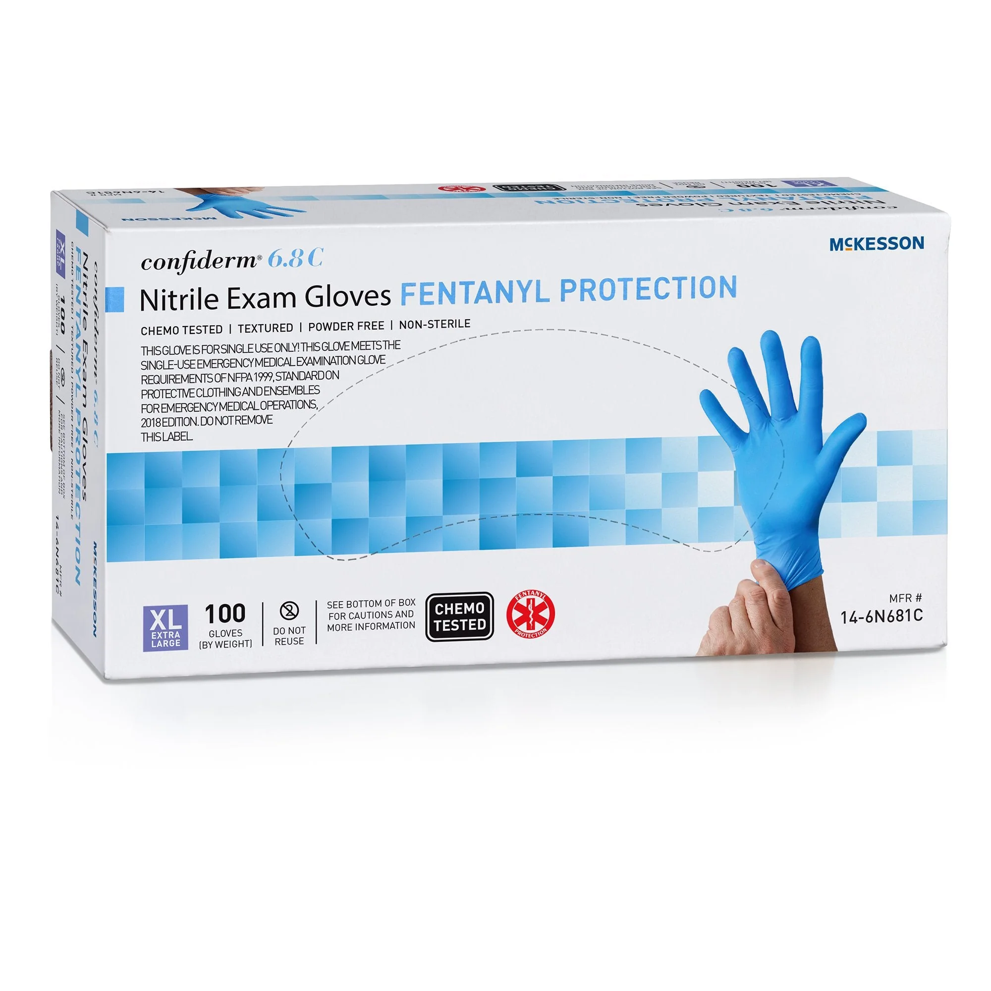 McKesson Brand McKesson Confiderm 6.8C Nitrile Exam Glove, X-Large, Blue (1000/CS)