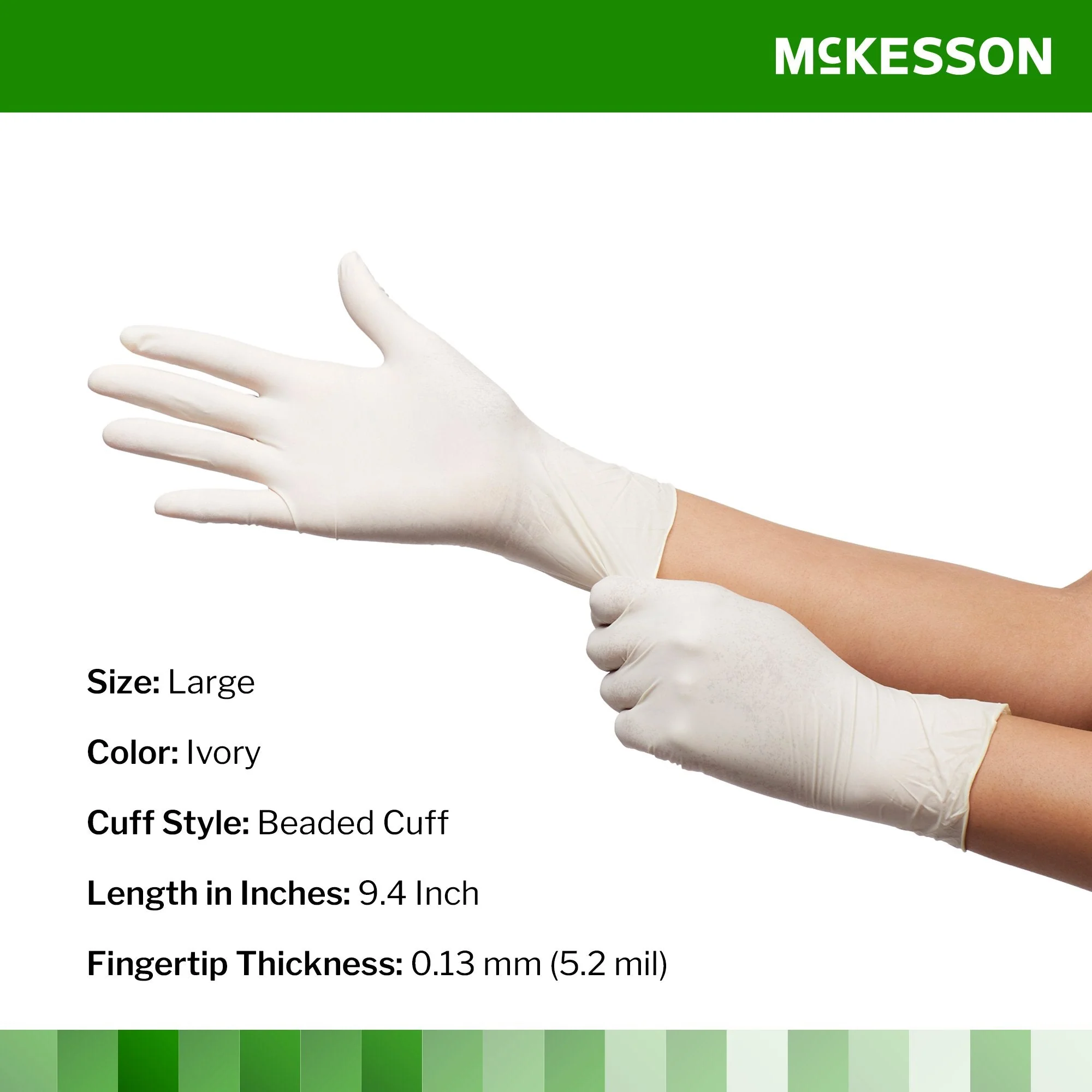 McKesson Brand McKesson Confiderm CL Latex Exam Glove, Large, Ivory (1000/CS) - Image 2