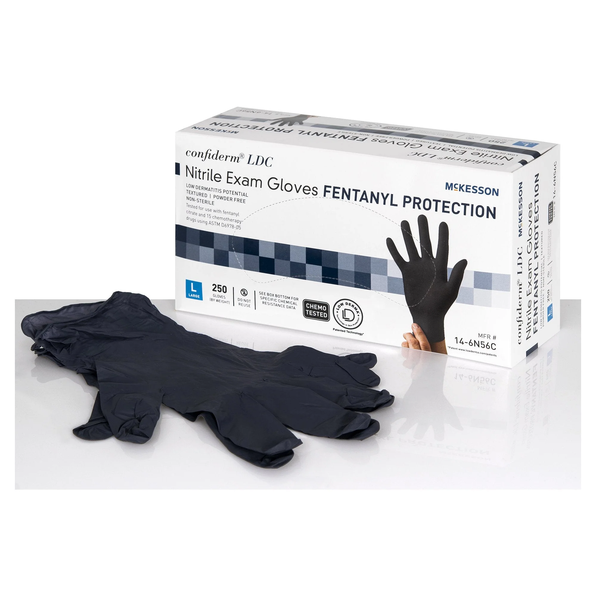 McKesson Brand McKesson Confiderm LDC Nitrile Exam Glove, Large, Black (2500/CS)