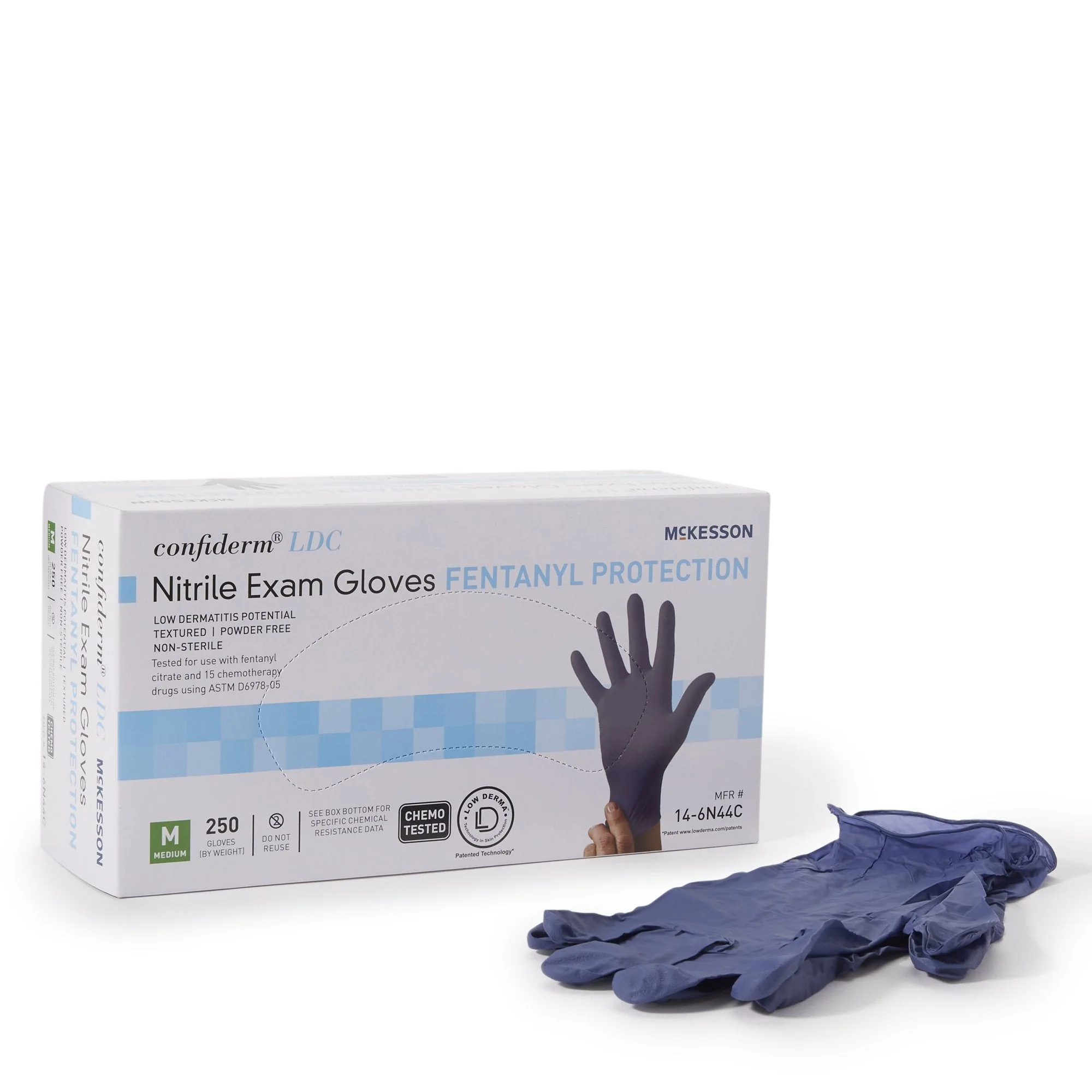 McKesson Brand McKesson Confiderm LDC Exam Glove, Medium, Blue (2500/CS)