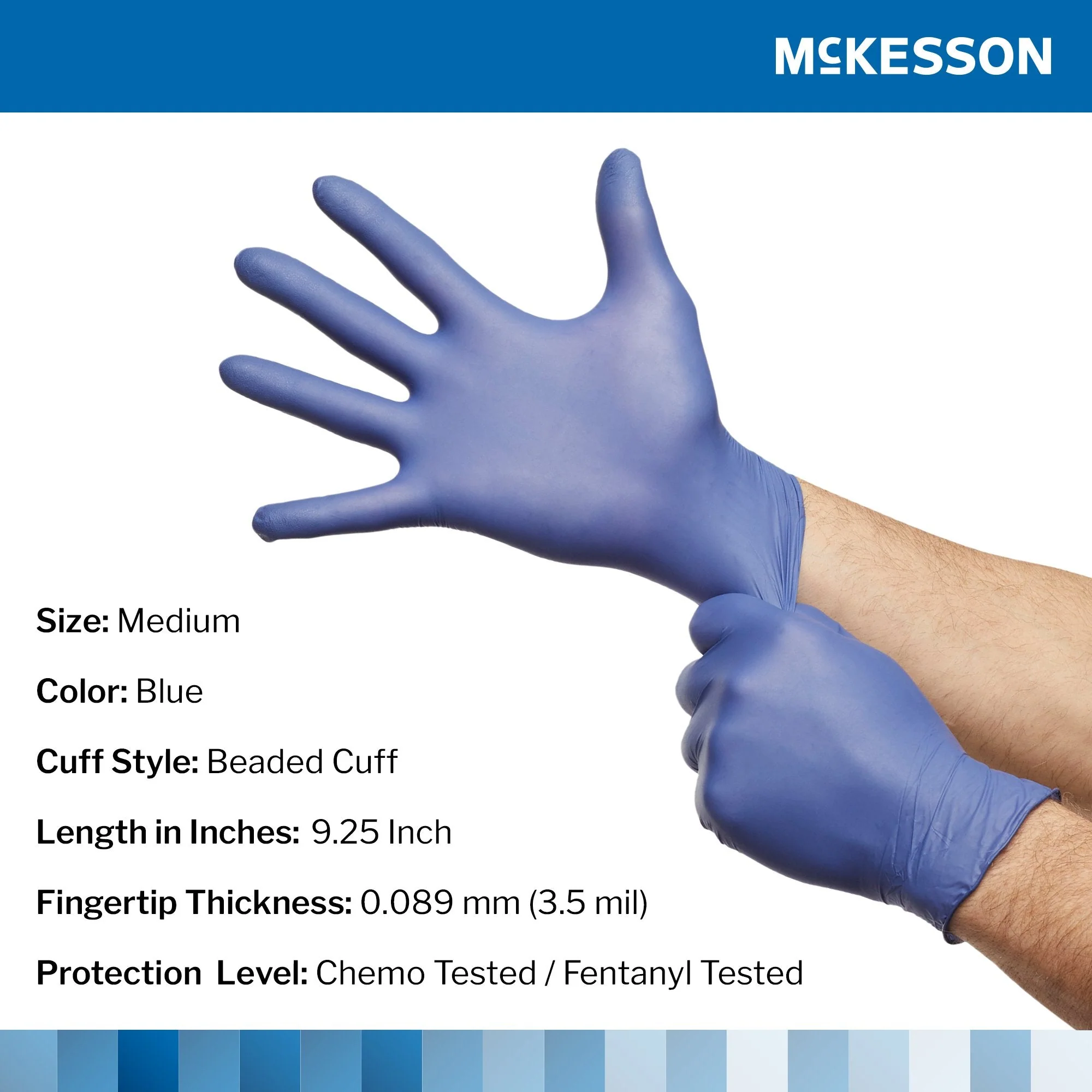 McKesson Brand McKesson Confiderm LDC Exam Glove, Medium, Blue (2500/CS) - Image 2