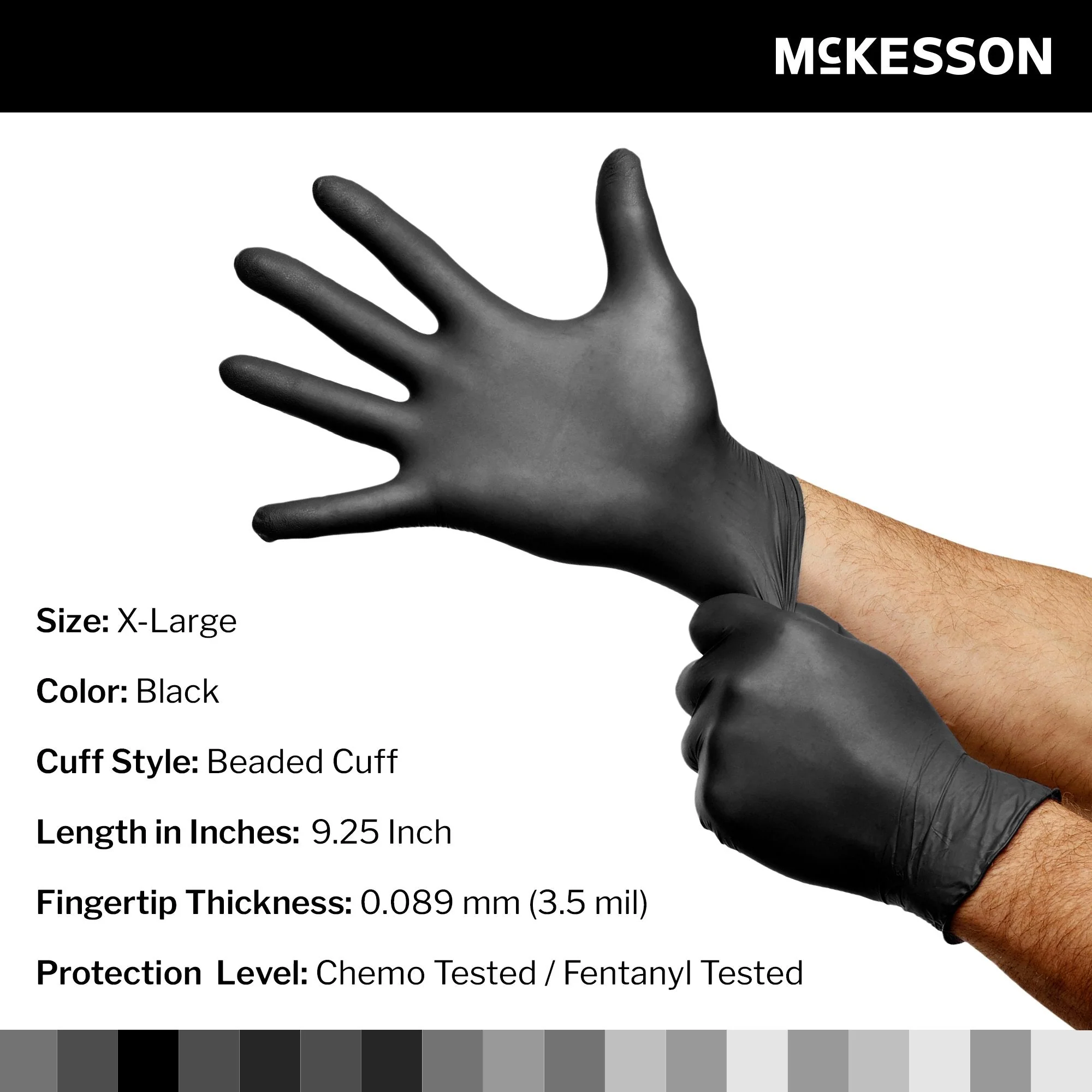 McKesson Brand McKesson Confiderm LDC Nitrile Exam Glove, Extra Large, Black (2300/CS) - Image 2