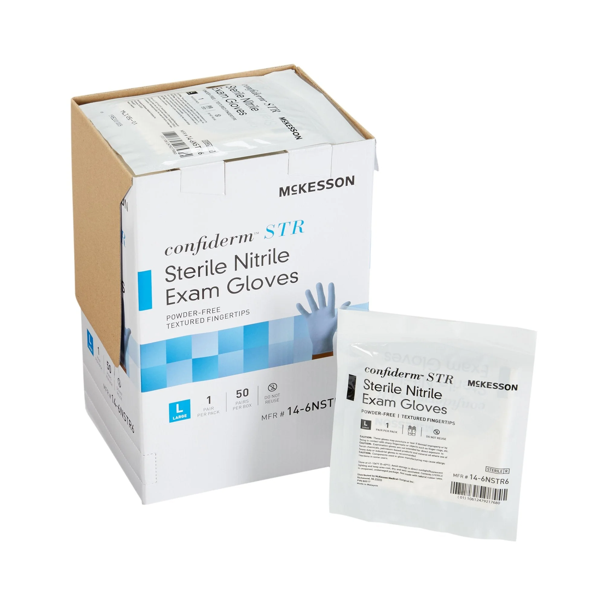McKesson Brand McKesson Confiderm STR Nitrile Exam Glove, Large, Blue (200/CS)