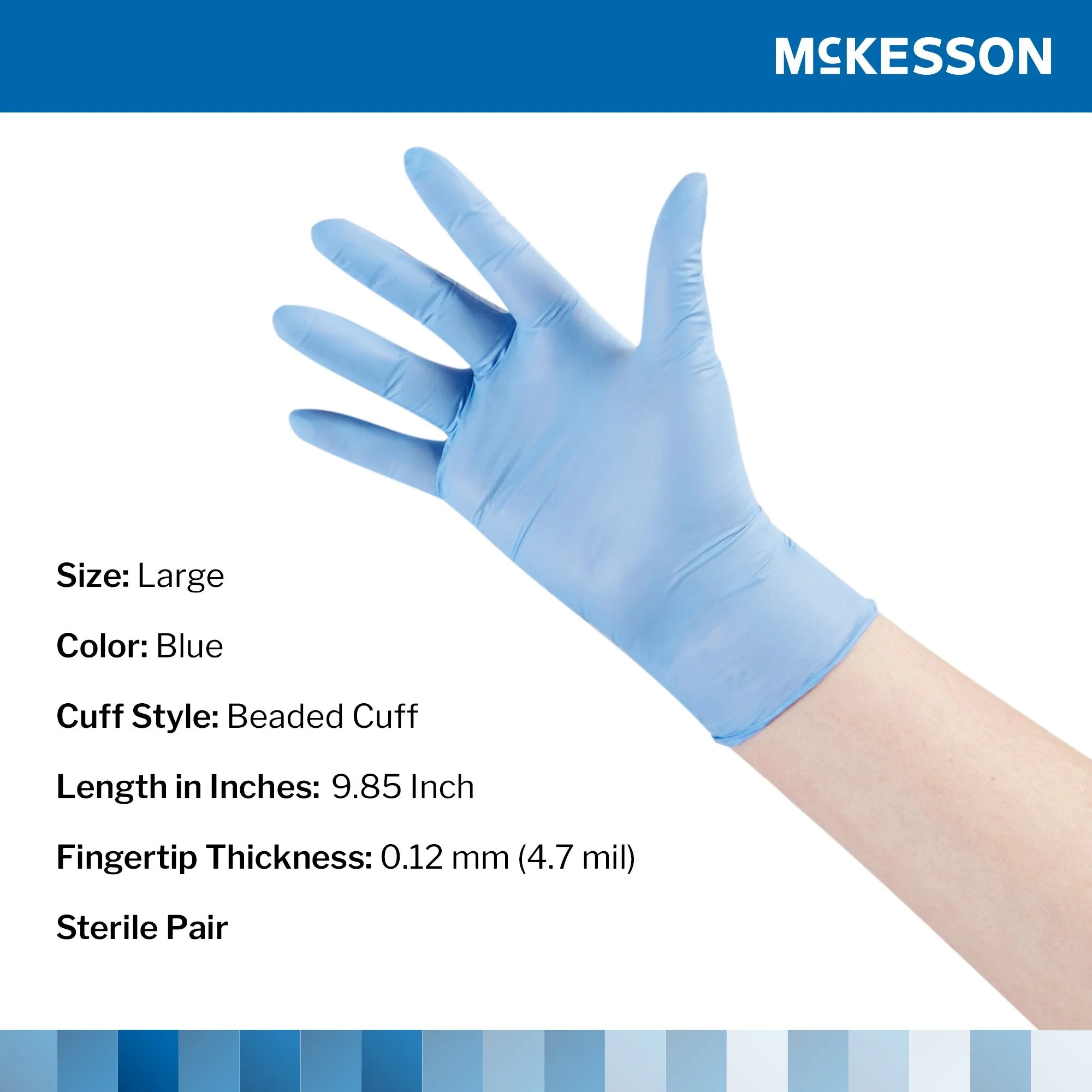 McKesson Brand McKesson Confiderm STR Nitrile Exam Glove, Large, Blue (200/CS) - Image 2
