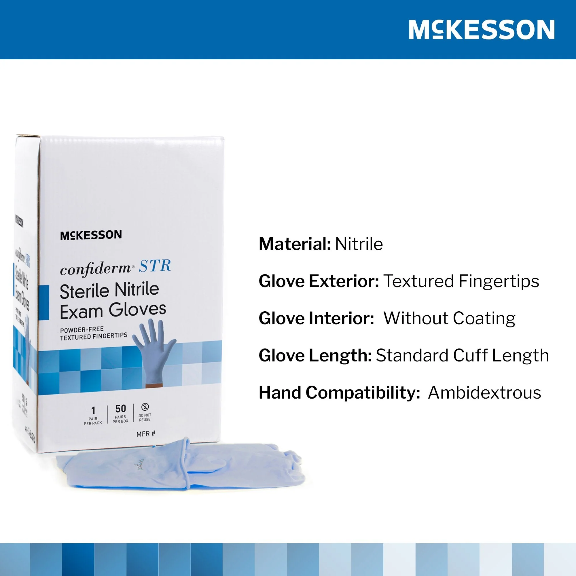 McKesson Brand McKesson Confiderm STR Nitrile Exam Glove, Large, Blue (200/CS) - Image 3