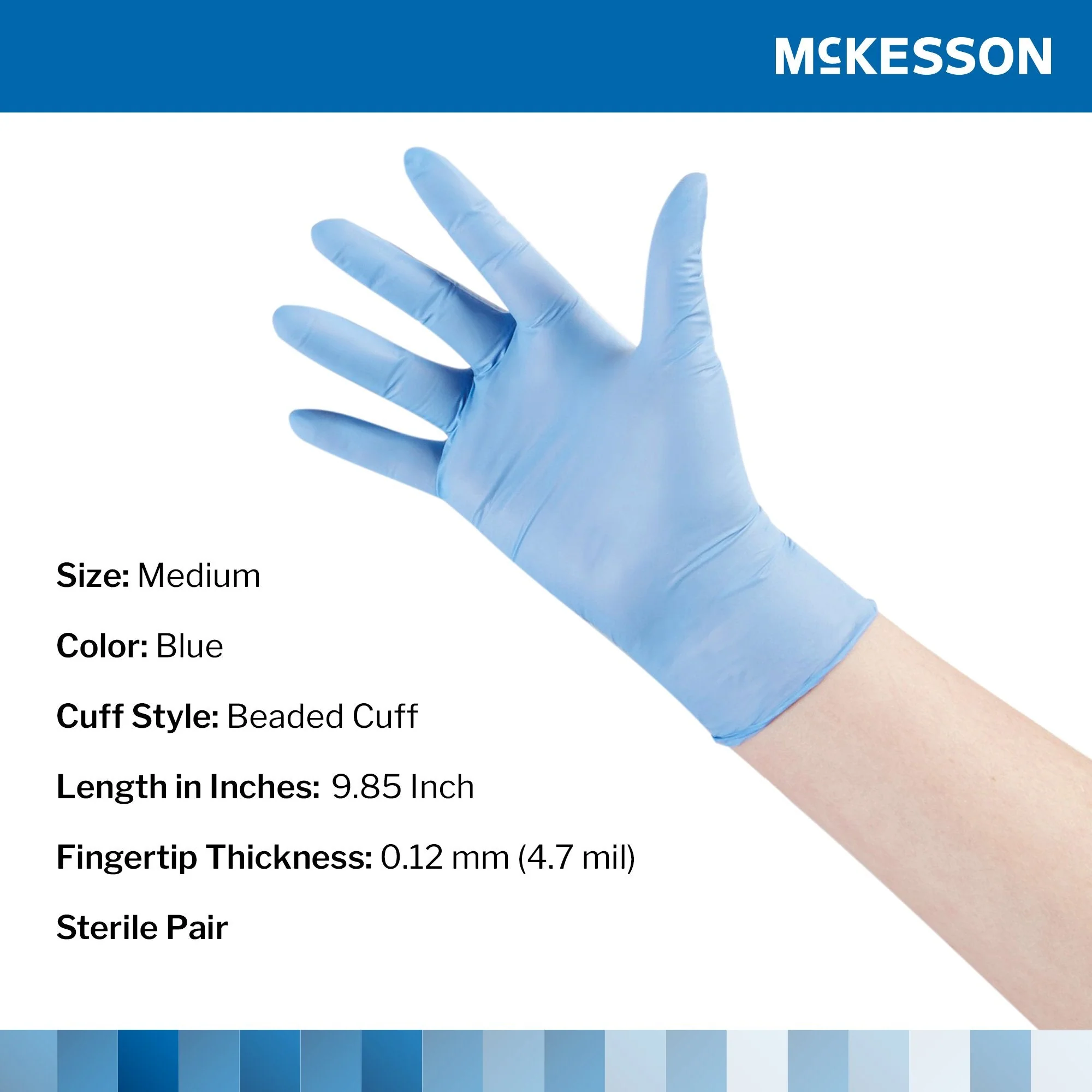 McKesson Brand McKesson Confiderm STR Nitrile Exam Glove, Medium, Blue (200/CS) - Image 2