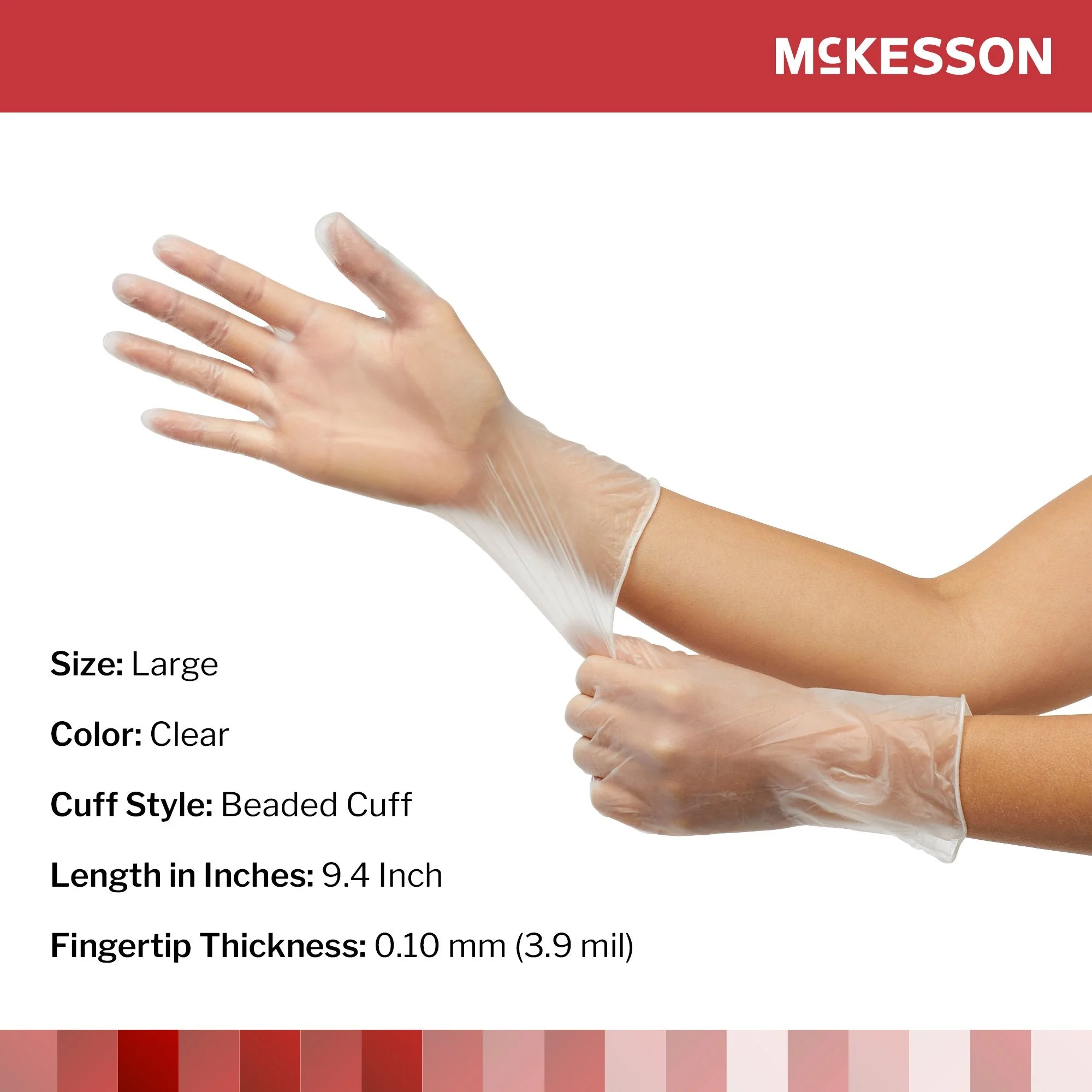 McKesson Brand McKesson Vinyl Exam Glove, Large, Clear (1000/CS) - Image 2