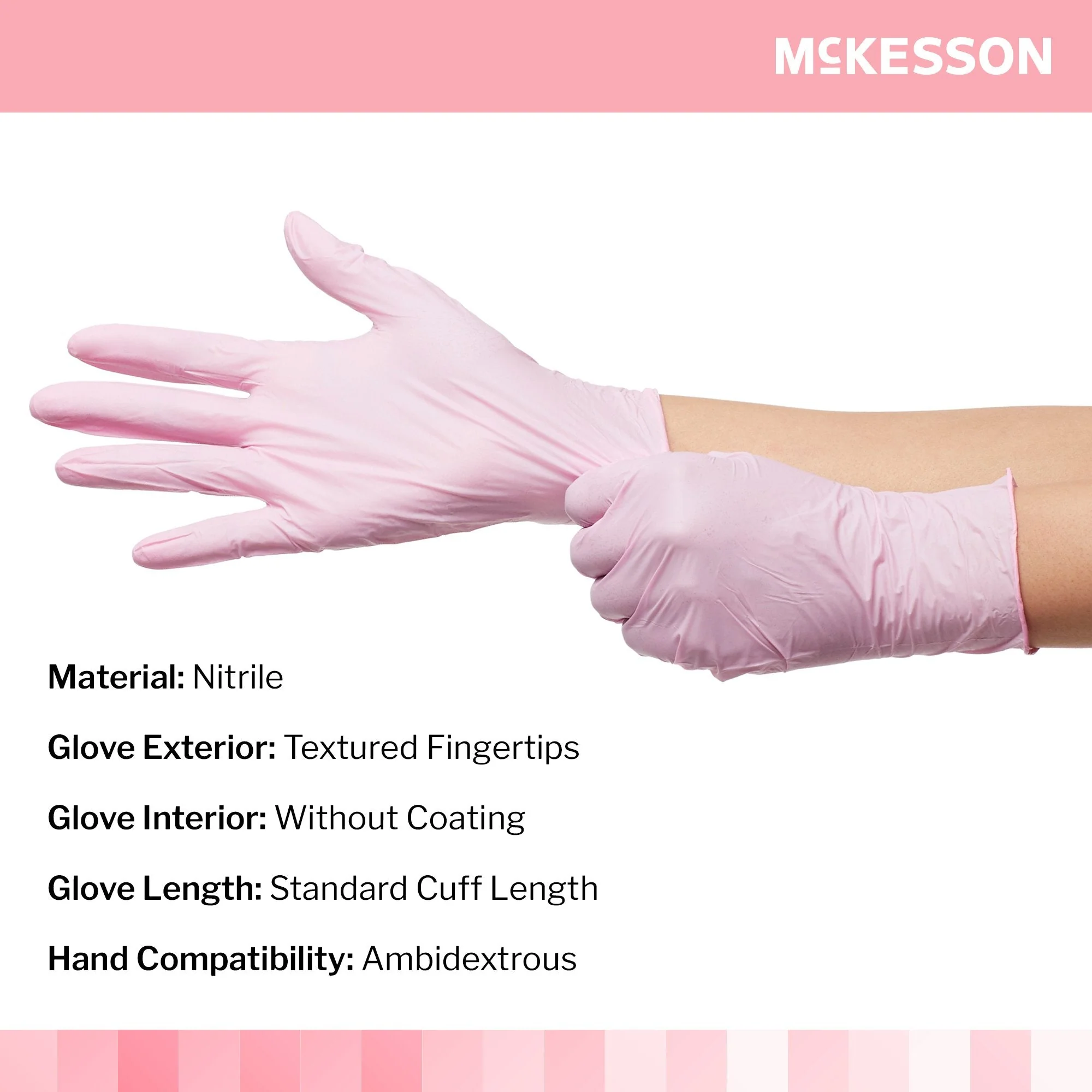 McKesson Brand McKesson Pink Nitrile Nitrile Exam Glove, Extra Large, Pink (2300/CS) - Image 3